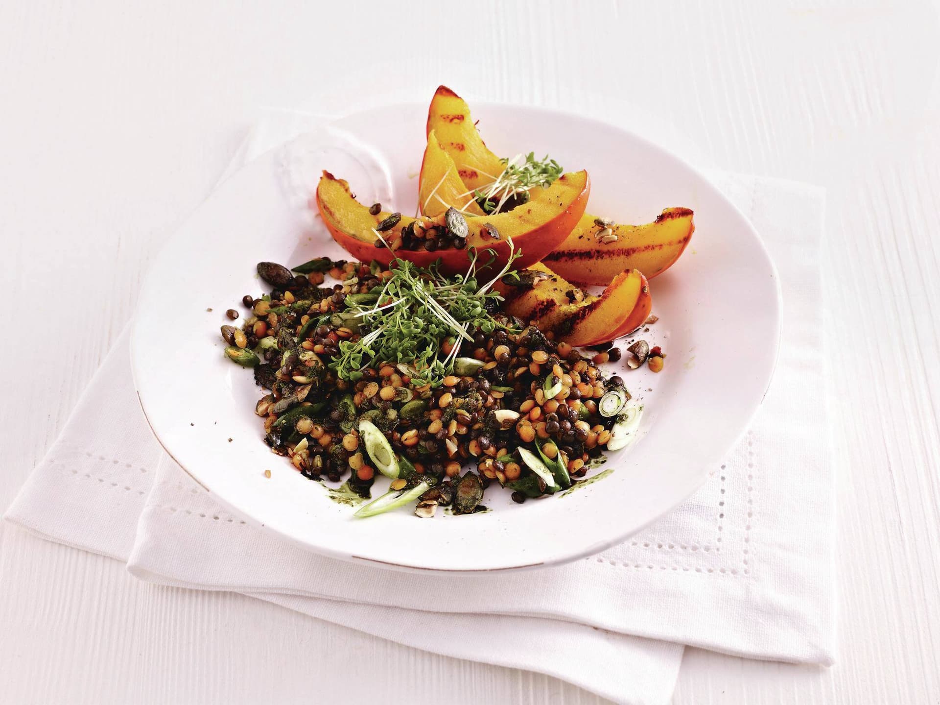 Linsensalat mit Kürbiskern-Vinaigrette
