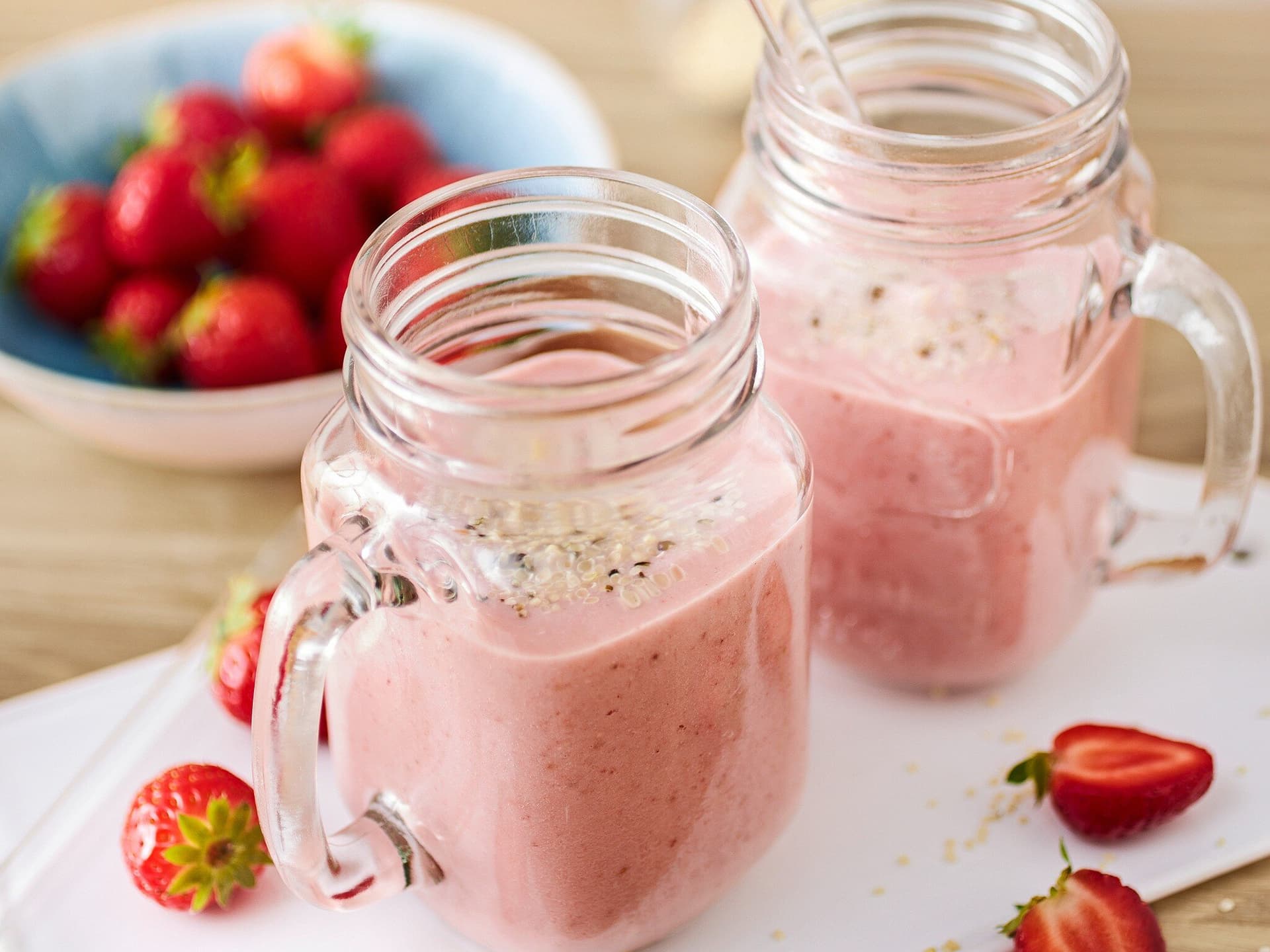 Frühstücksshake mit Erdbeeren