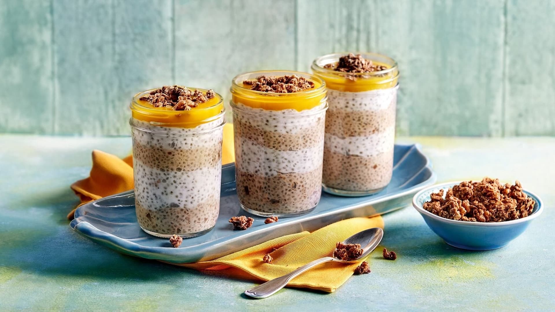 Schoko-Kokos-Chiapudding mit Mango