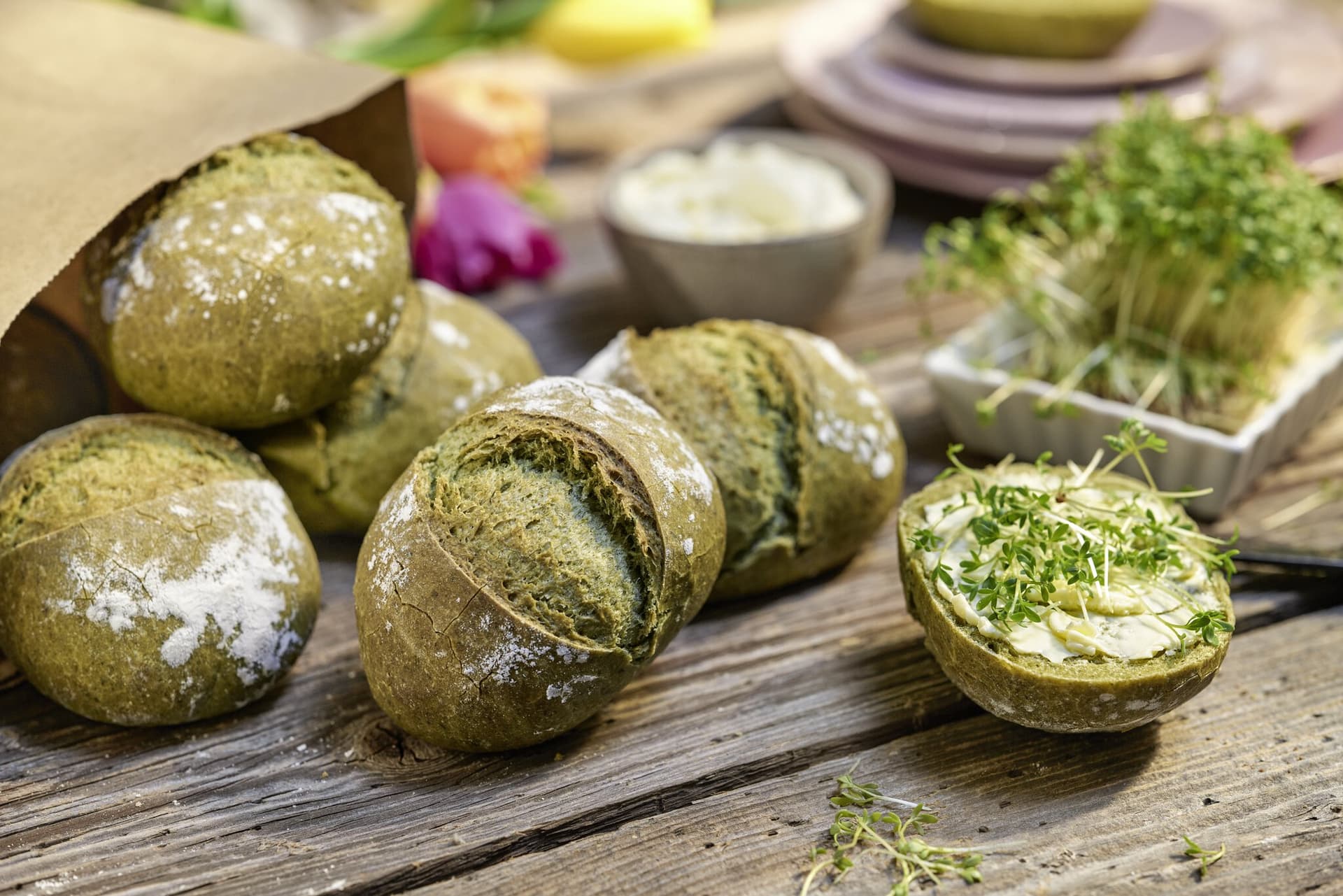 Spinatbrötchen