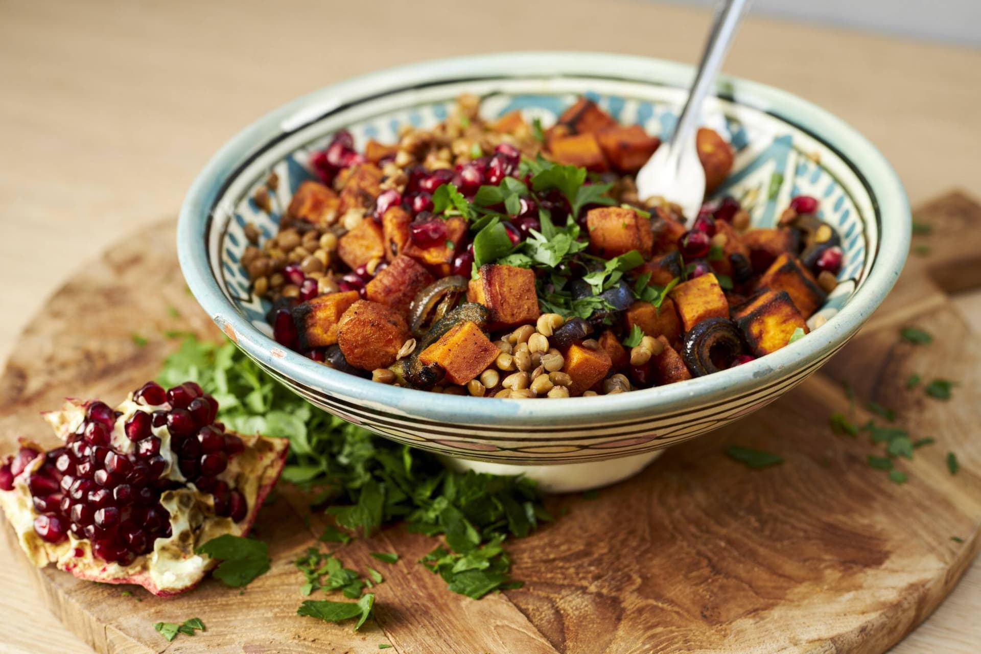 Orientalischer Linsensalat mit Süßkartoffel