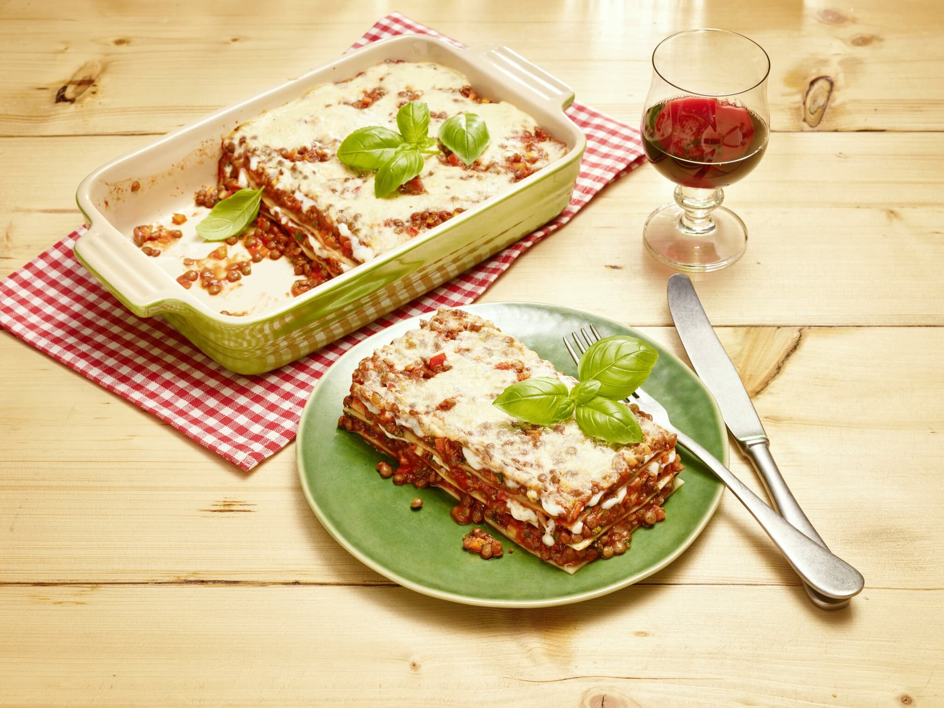 Lasagne mit Linsen-Bolognese