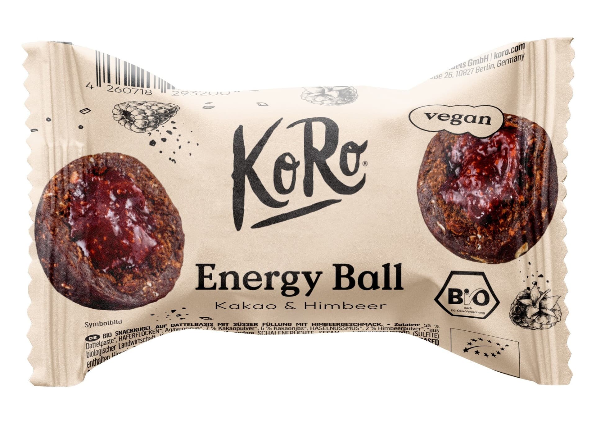 Koro Energy Ball Kakao und Himbeer