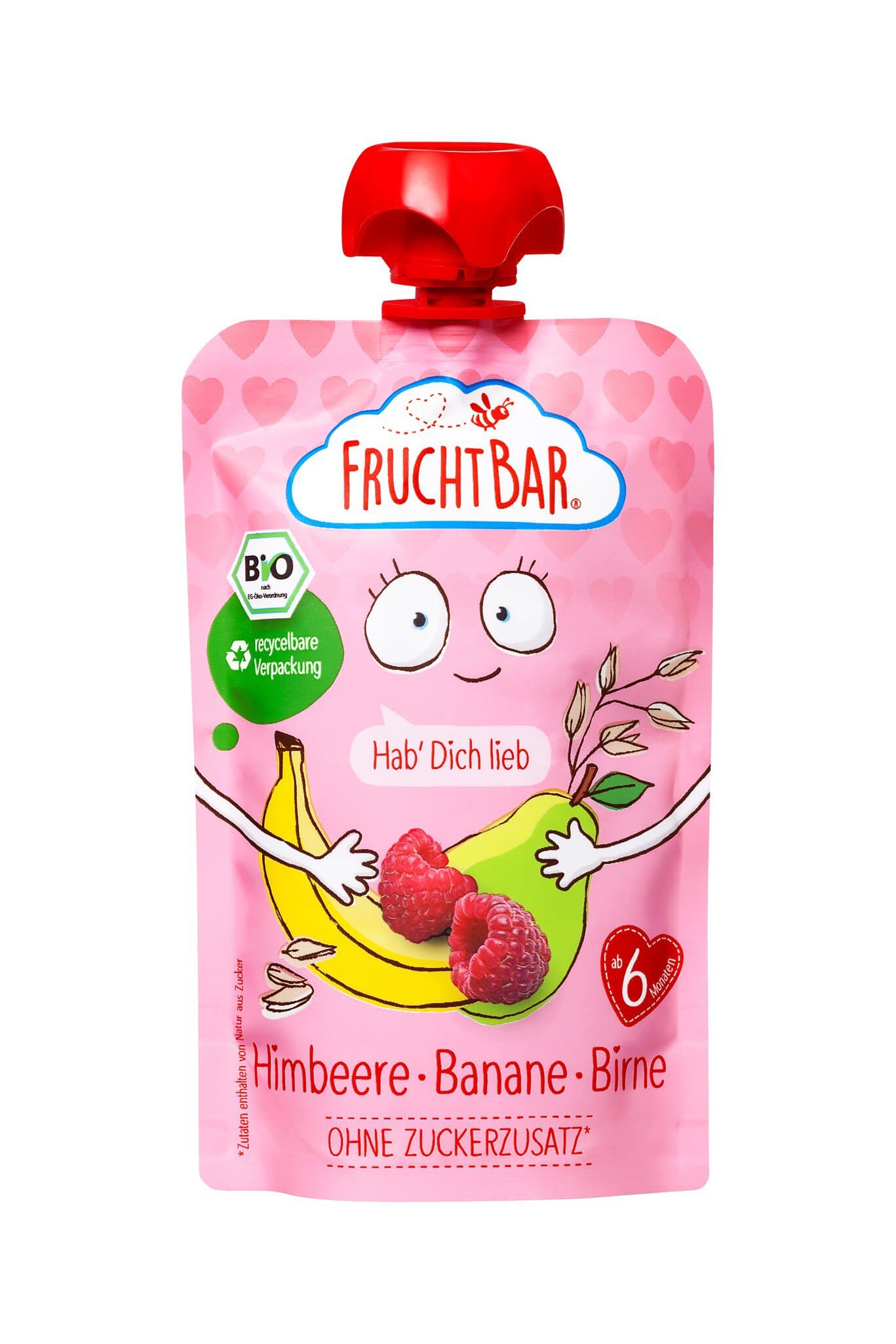 FRUCHTBAR Fruchtpüree Himbeere Banane Birne