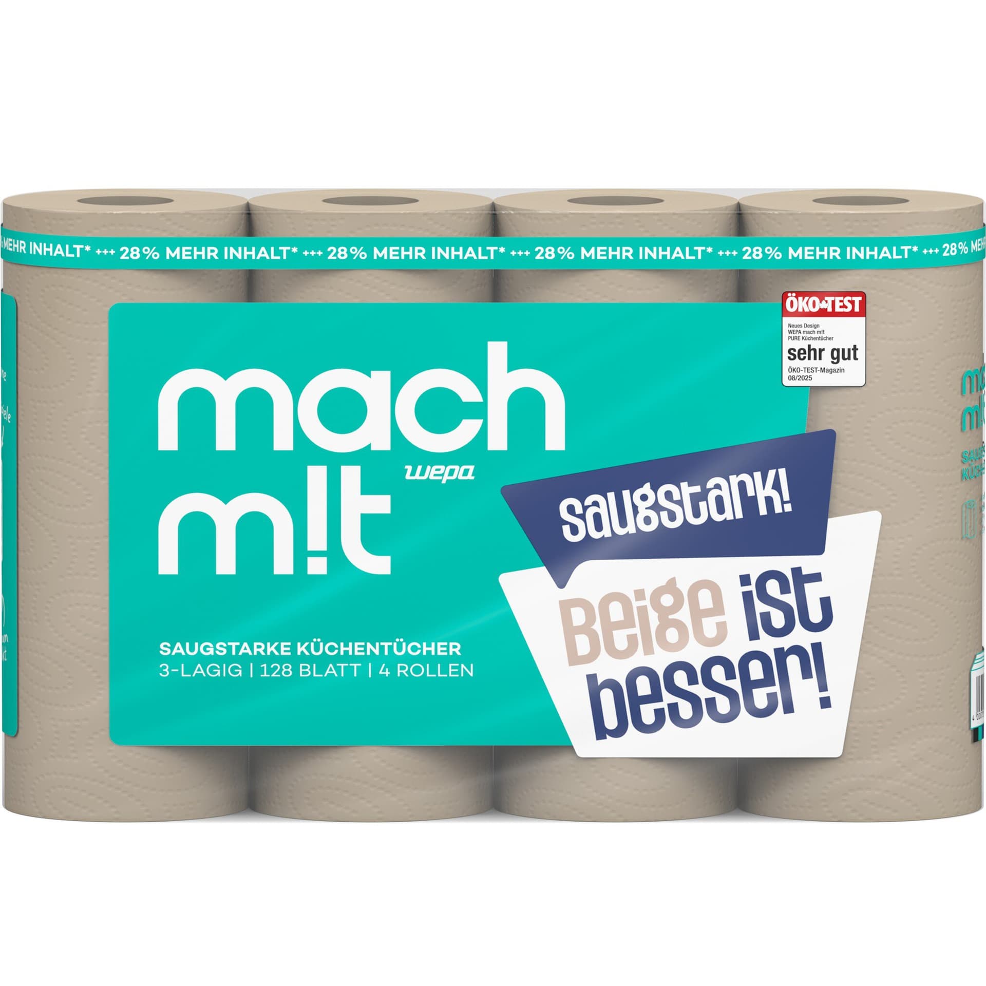 Mach mit… Küchentücher Halbblatt (4x128 Blatt), 3-lagig