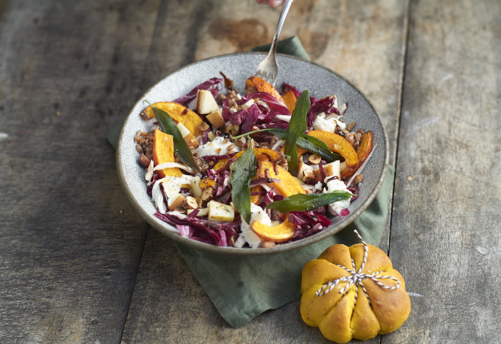 Lauwarmer Kürbissalat mit Radicchio