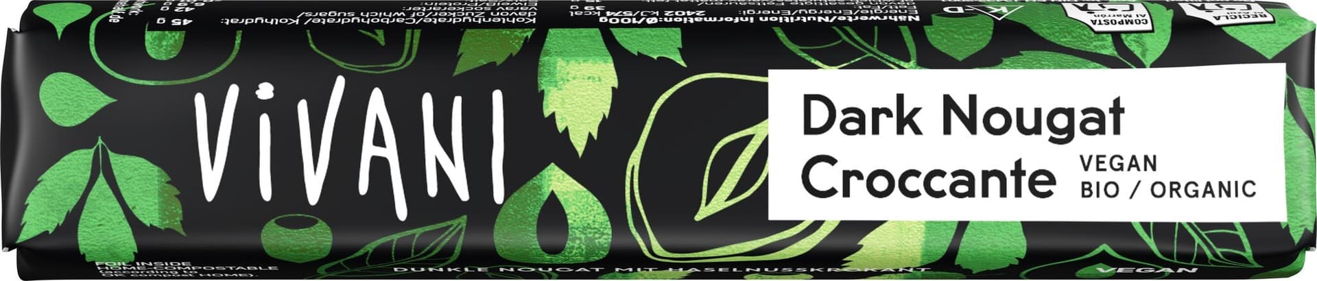Vivani Riegel Dark Nougat Croccante