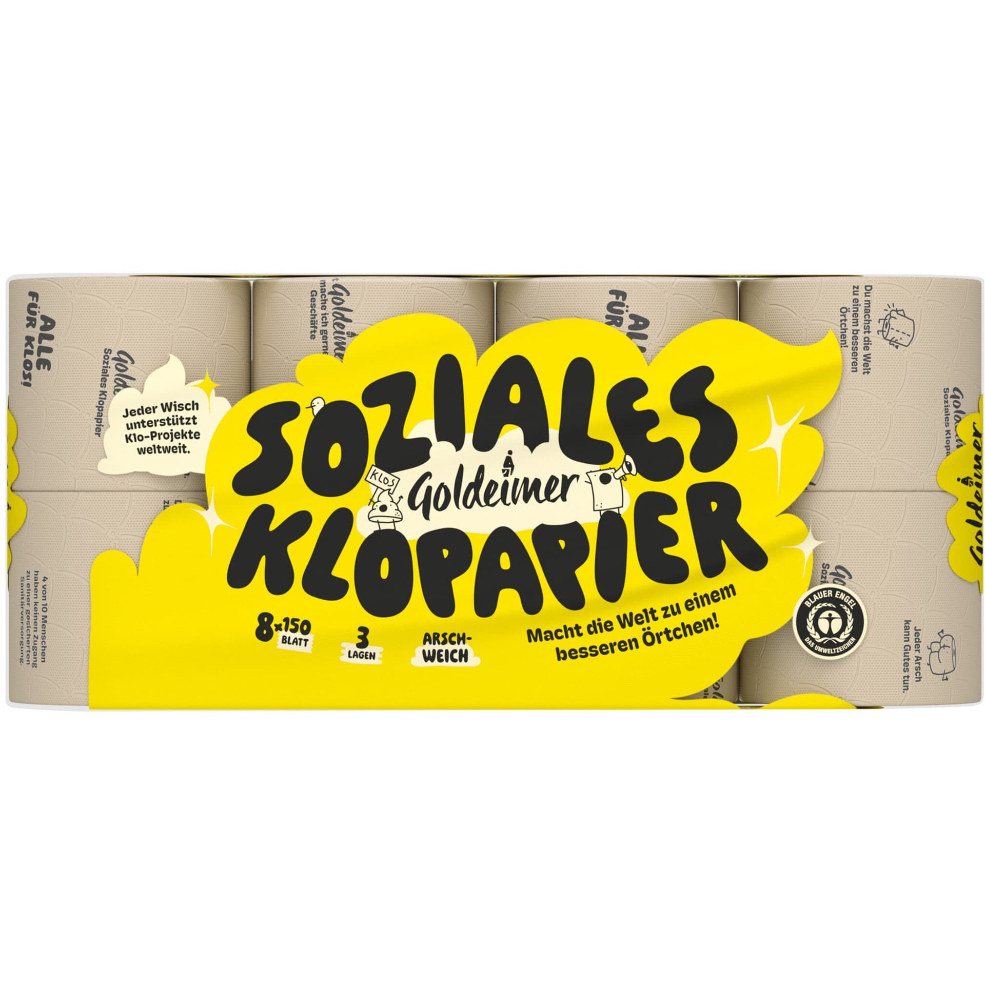 Goldeimer Toilettenpapier (8x150Blatt), 3-lagig