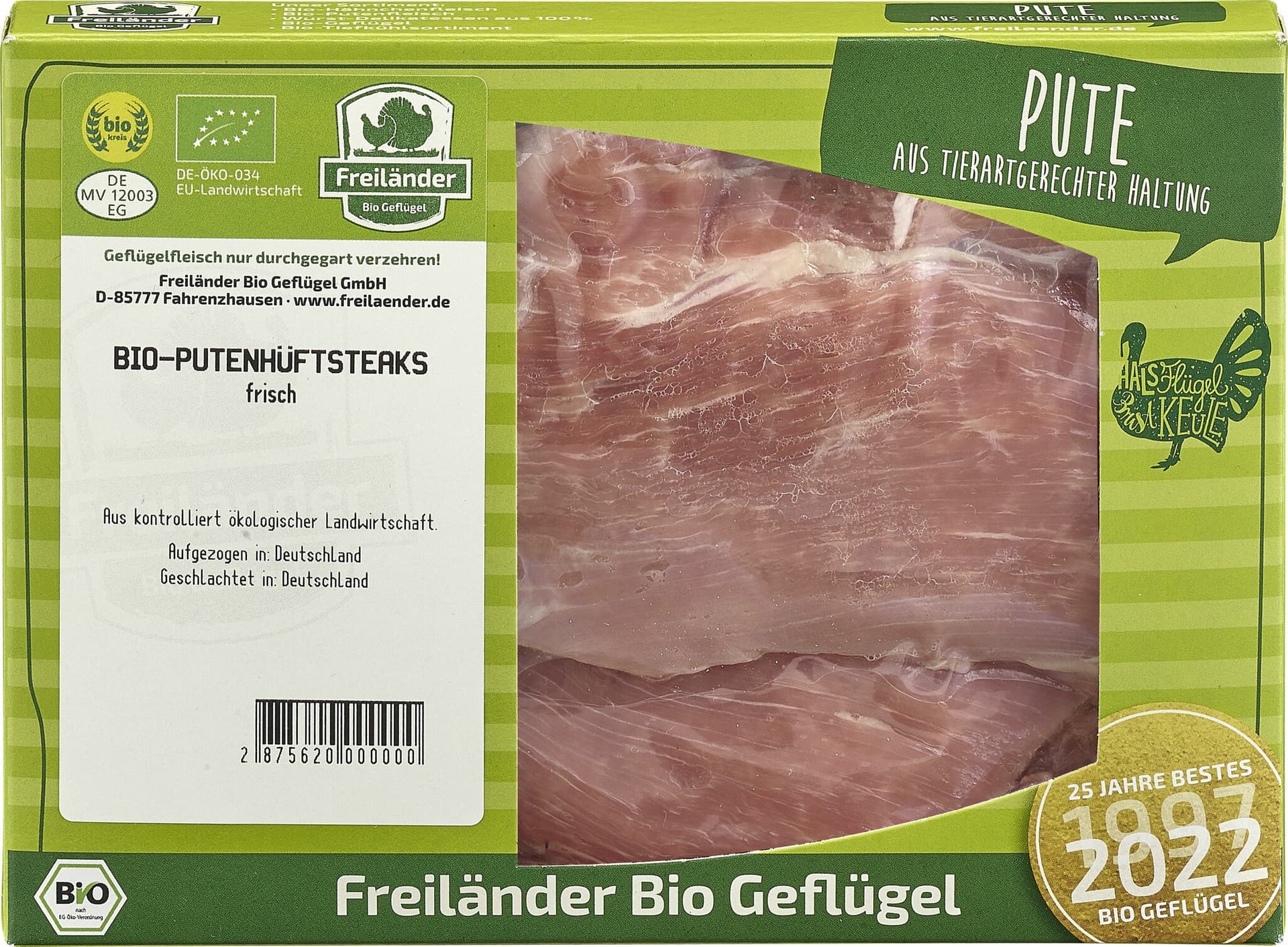 Freiländer Bio Geflügel Putenhüftsteak aus der Oberkeule