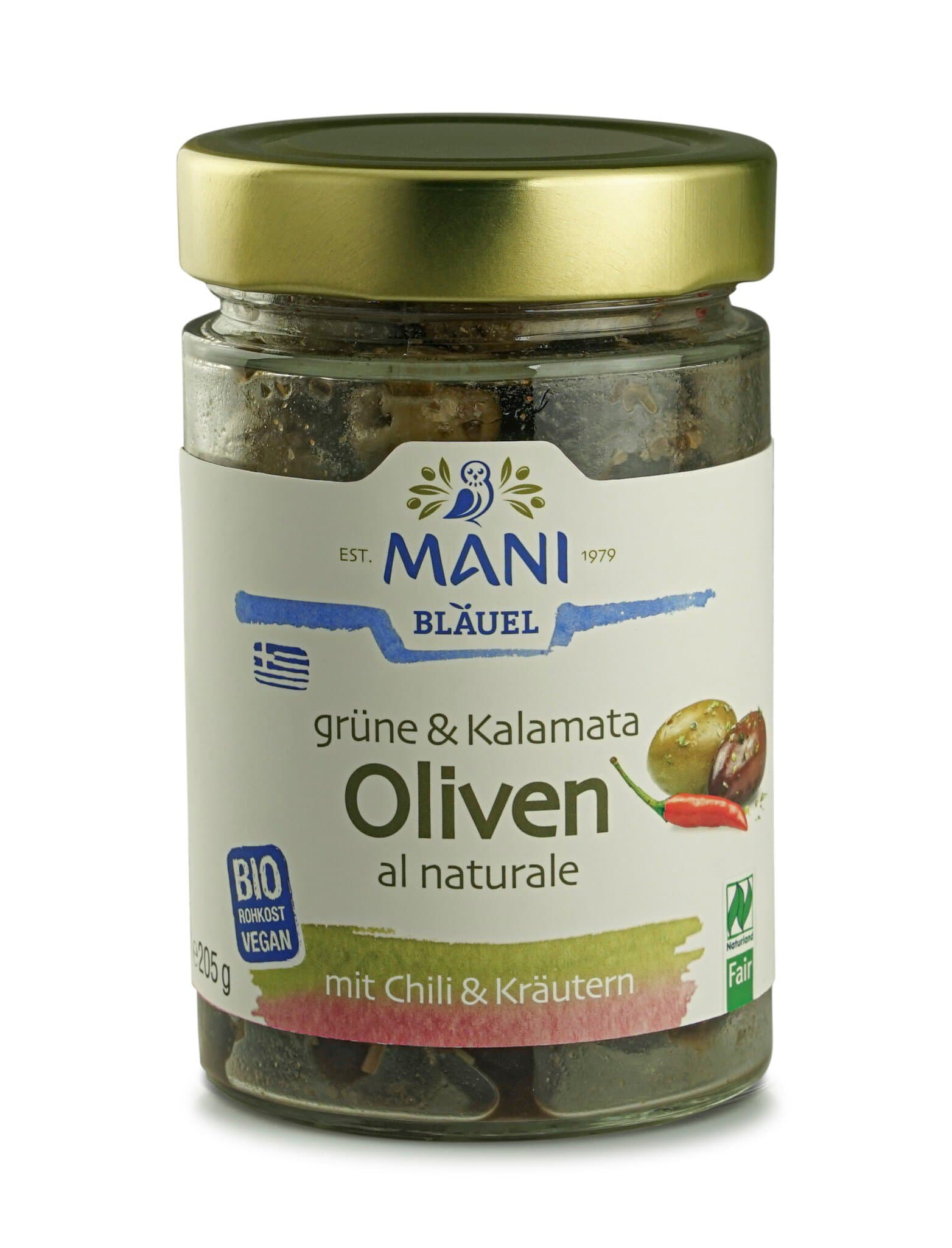 Mani Grüne und Kalamata Oliven
