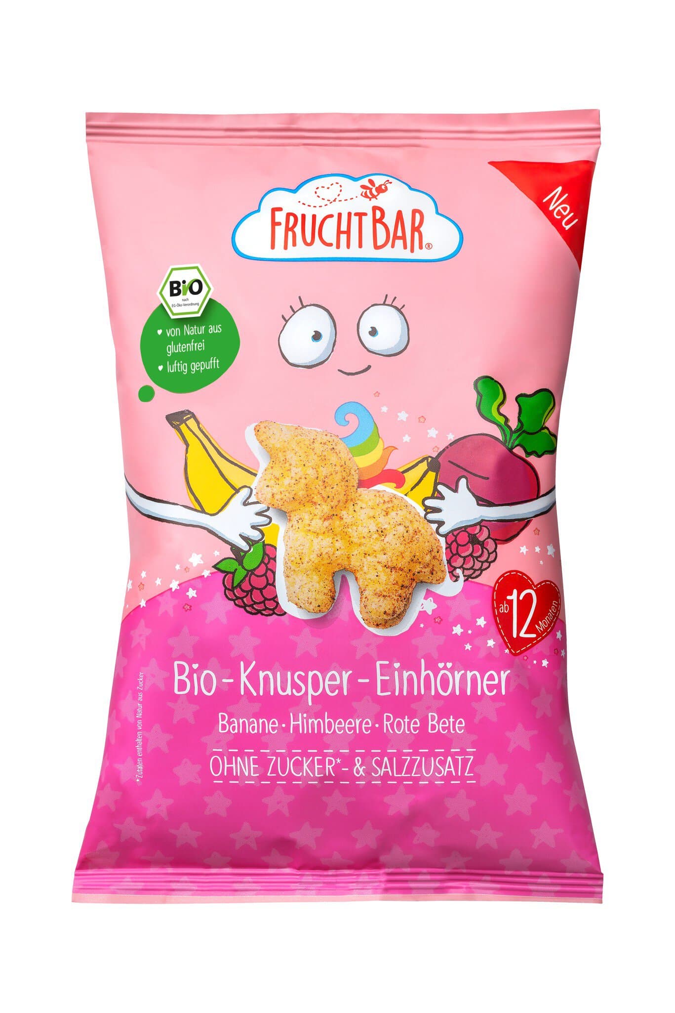 FRUCHTBAR Knusper-Einhörner Mais Himbeere Banane