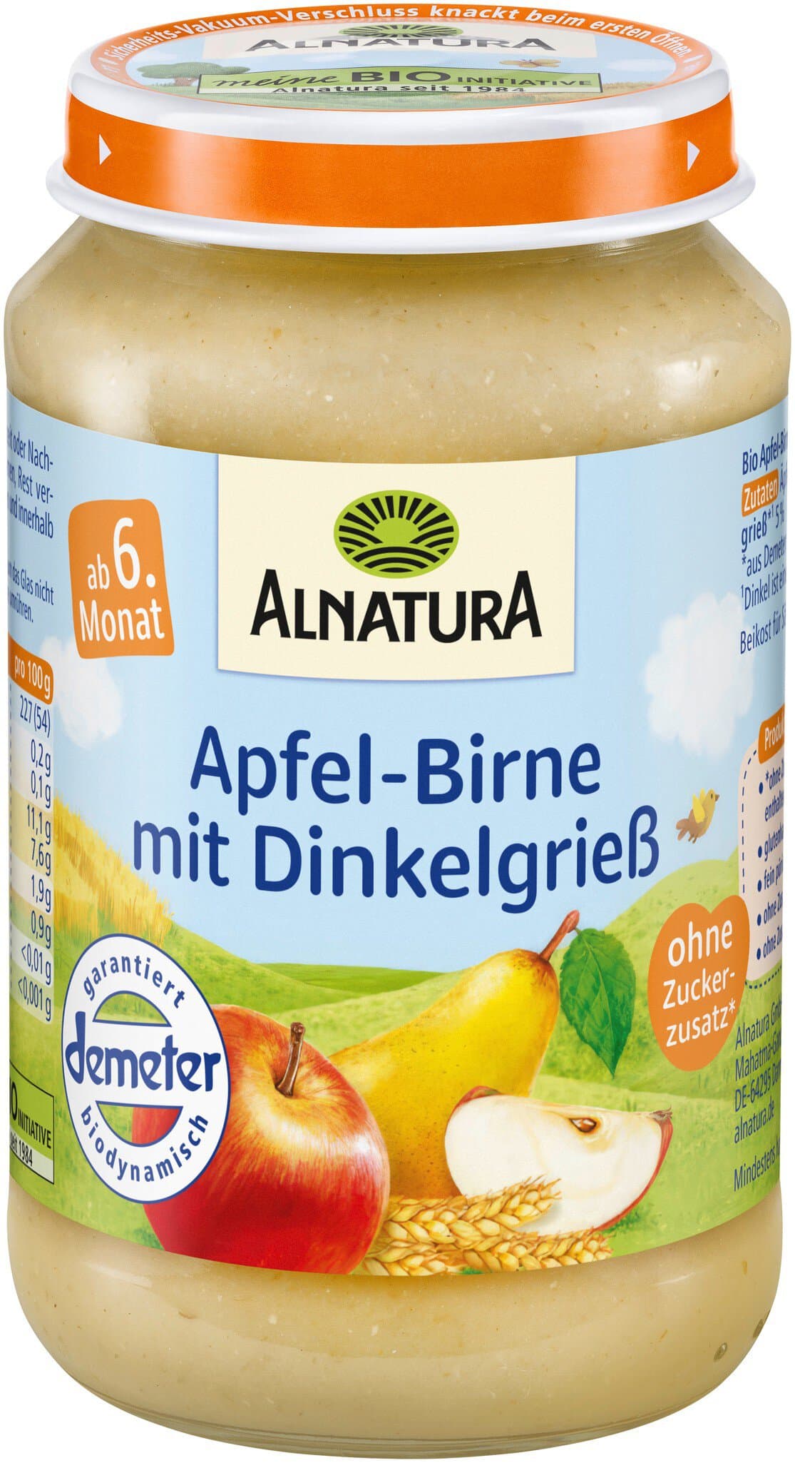 Alnatura Apfel-Birne mit Dinkelgrieß