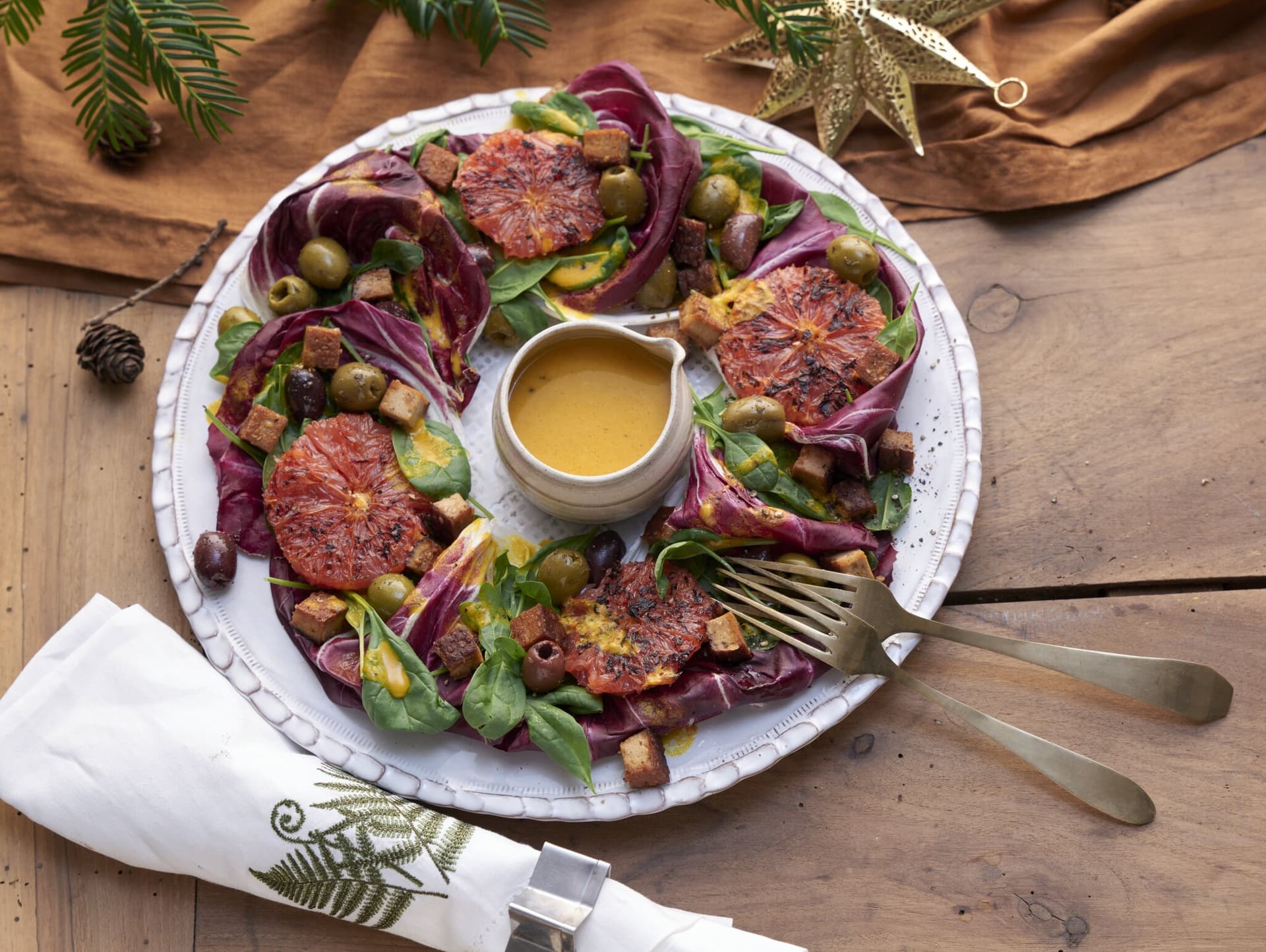 Wintersalat-Adventskranz