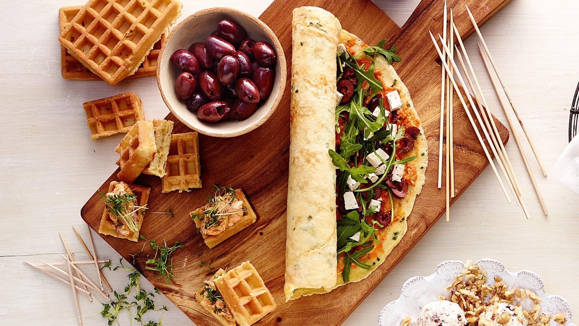 Herzhafte Waffel-Sandwich-Sticks