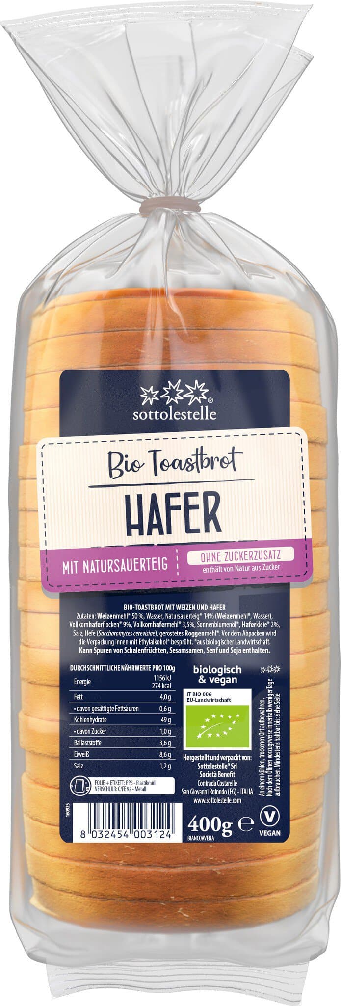 Sottolestelle Hafer Toastbrot