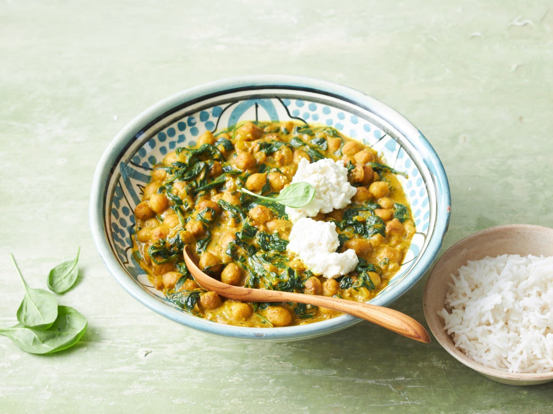 Spinatcurry mit Reis