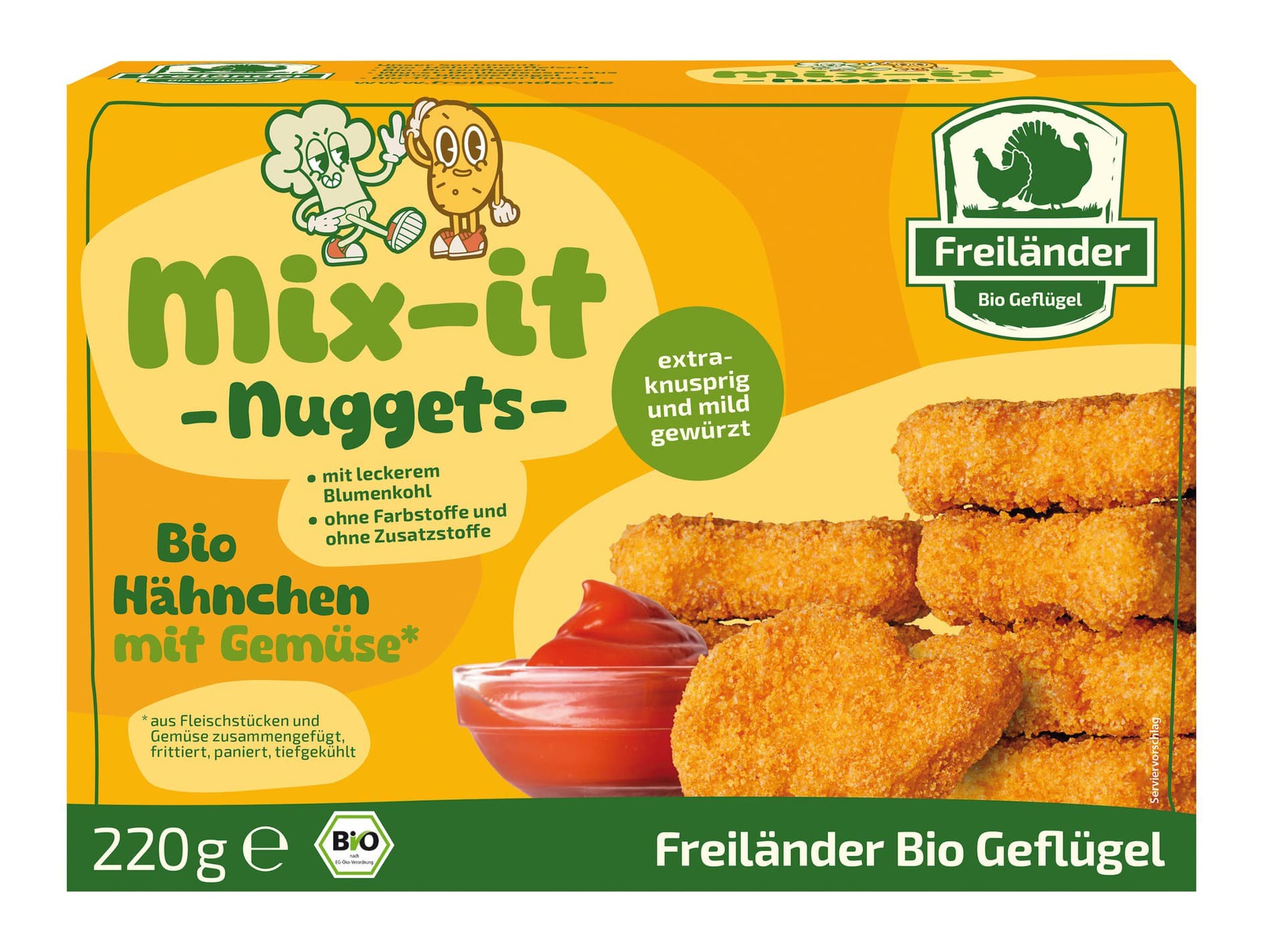 Freiländer Bio Geflügel Mix-it Nuggets mit Gemüse (TK)
