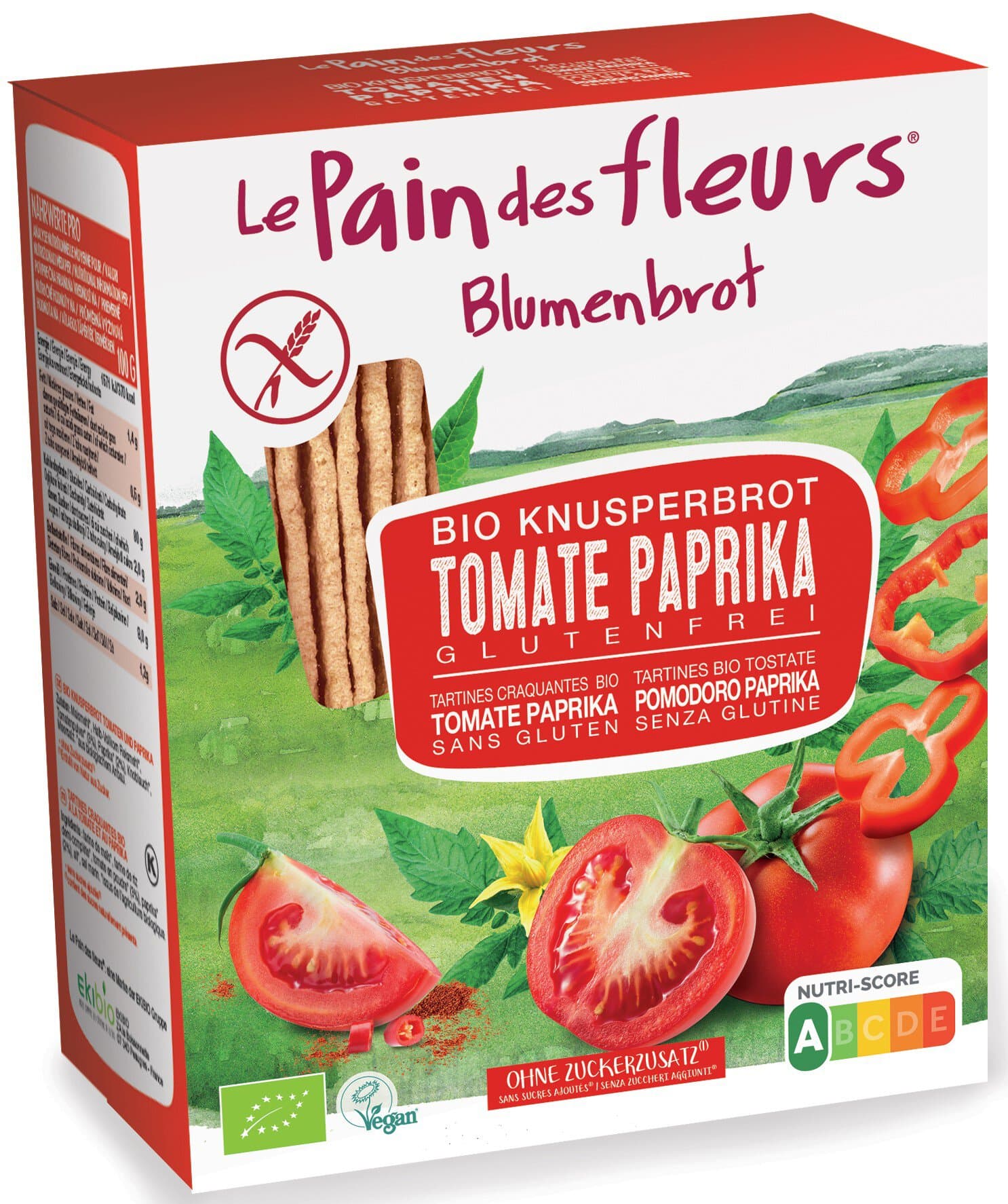 Blumenbrot Knusperbrot Tomate und Paprika