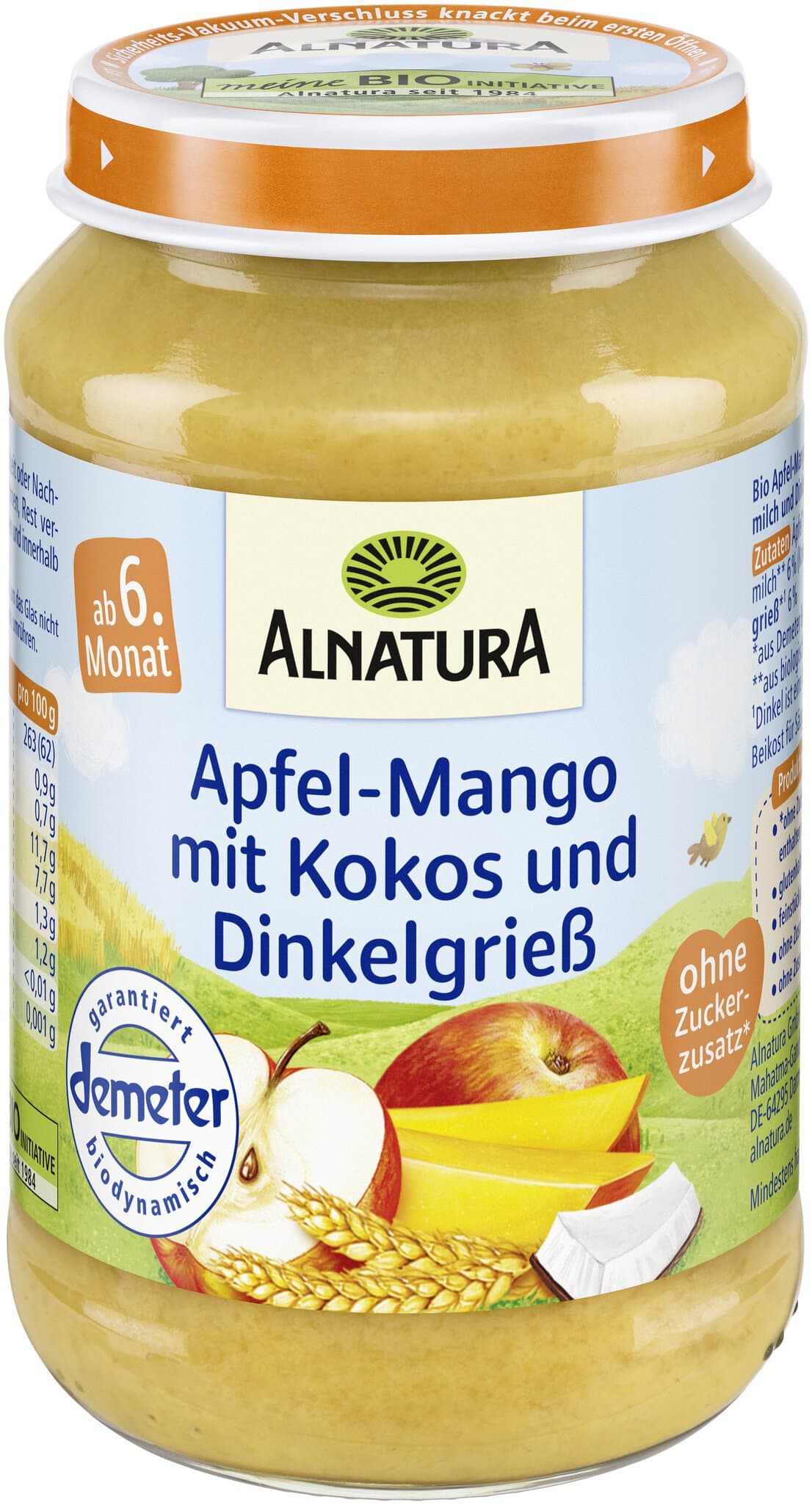 Alnatura Apfel-Mango mit Kokos und Dinkelgrieß