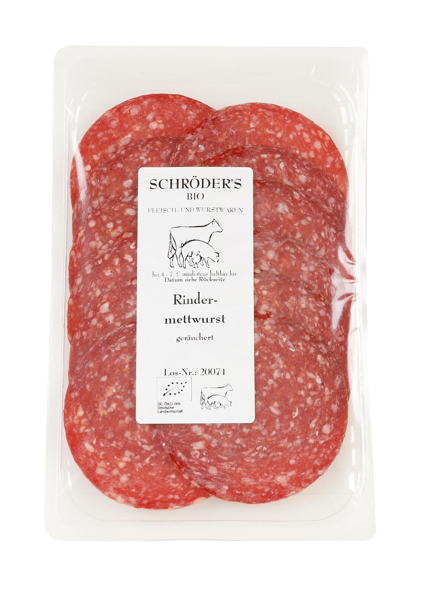 Schröder`s Biofleisch Rindermettwurst in Scheiben