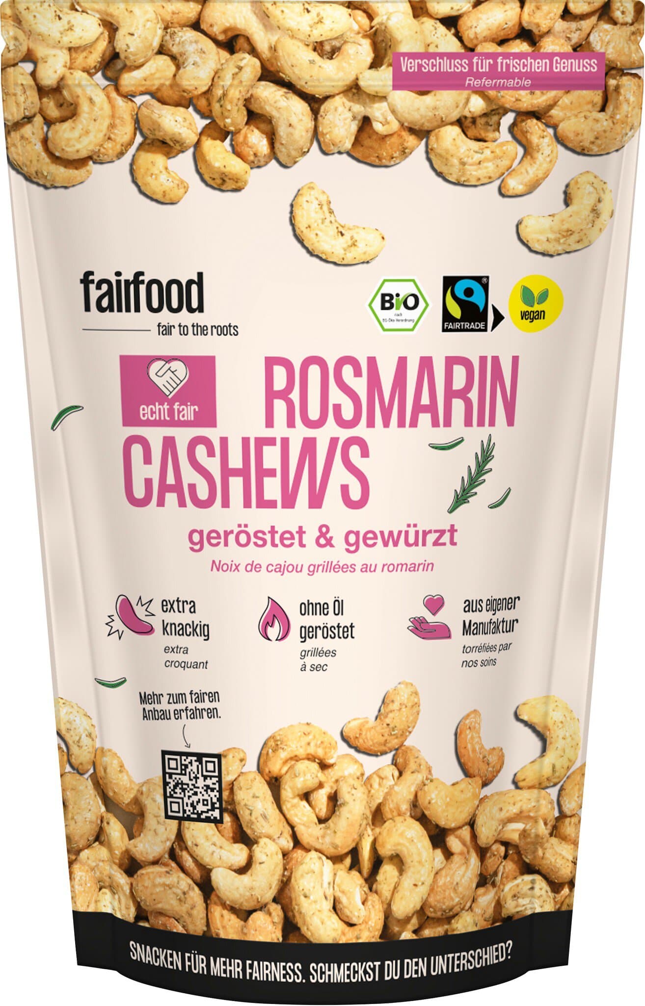 fairfood Freiburg Faire Cashews mit Rosmarin geröstet
