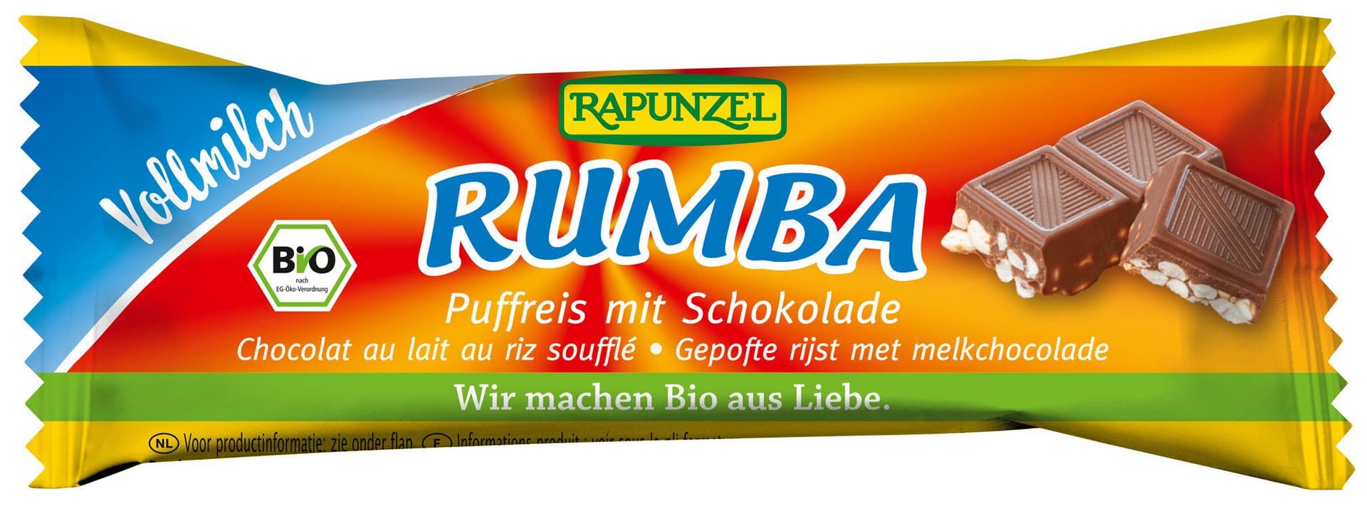 Rapunzel Rumba Puffreisriegel Vollmilchschokolade