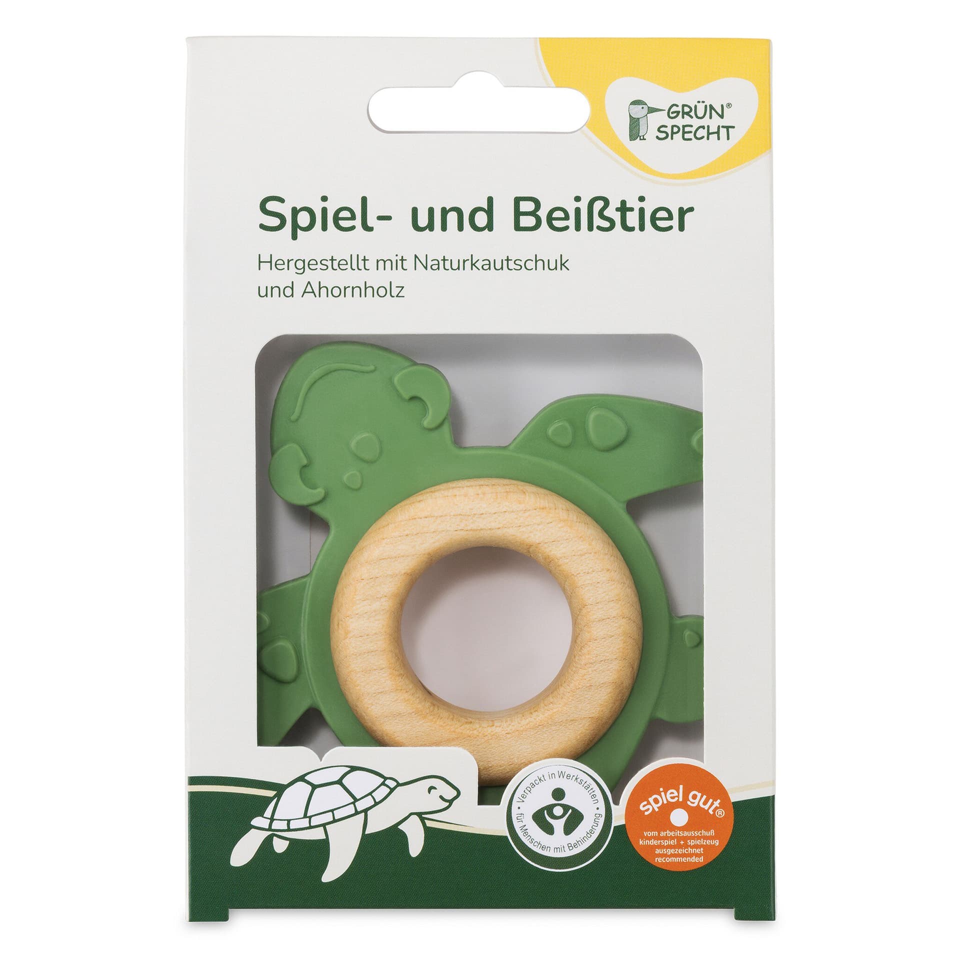 Grünspecht Beißtier Schildkröte mit Holzring