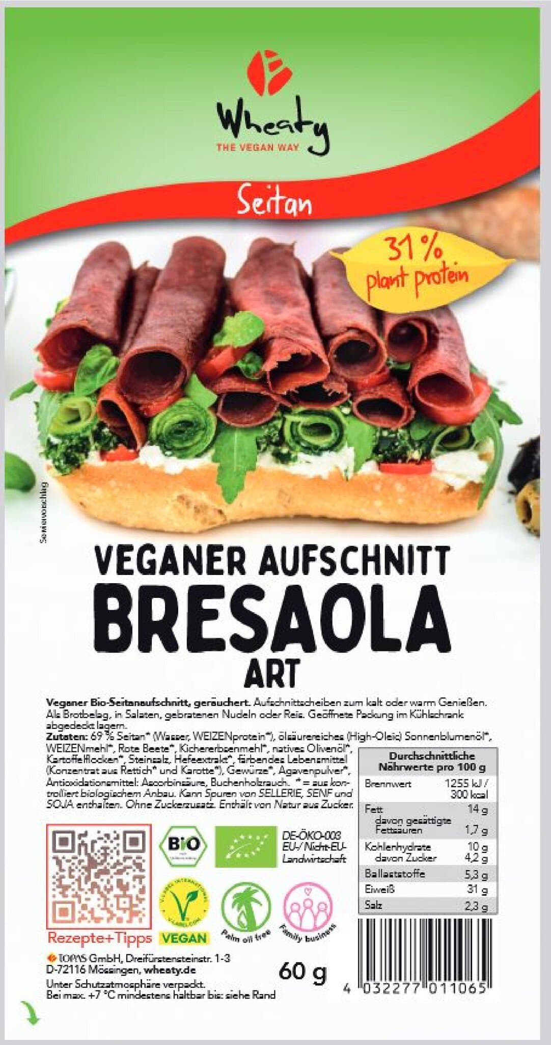 Wheaty Veganer Aufschnitt Bresaola Art