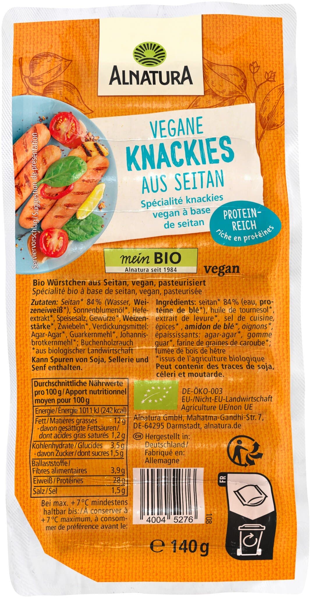 Alnatura Vegane Knackies aus Seitan (gekühlt)