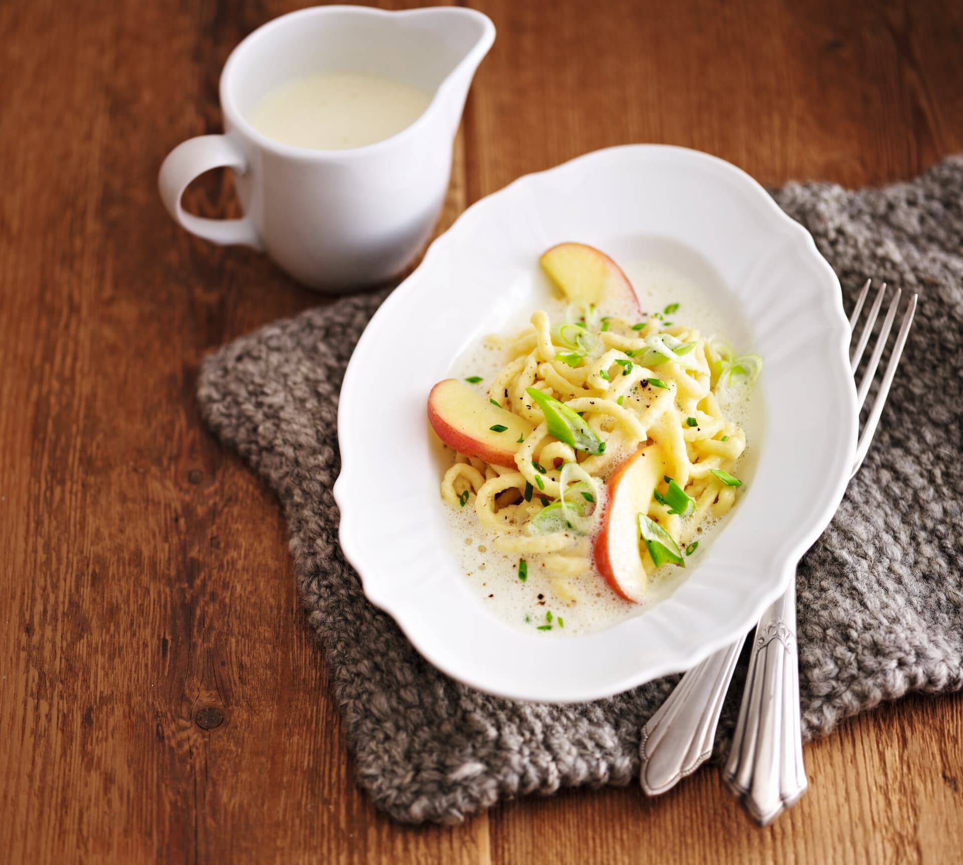 Forellenspätzle mit Meerrettichsauce