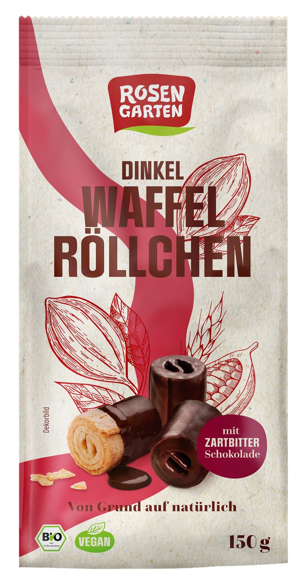 Rosengarten Dinkel-Waffelröllchen Zartbitter