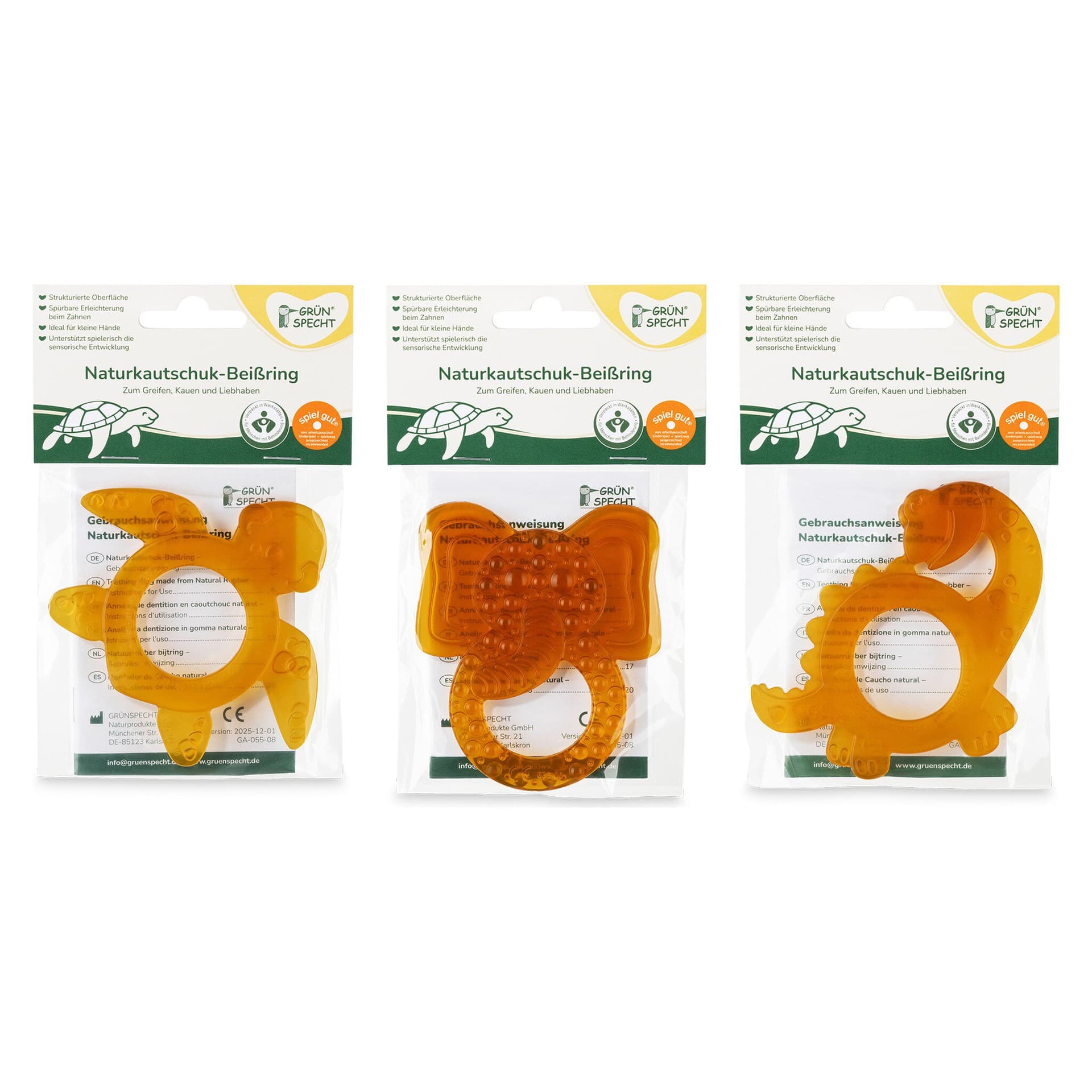 Grünspecht Beißring Naturkautschuk Dino