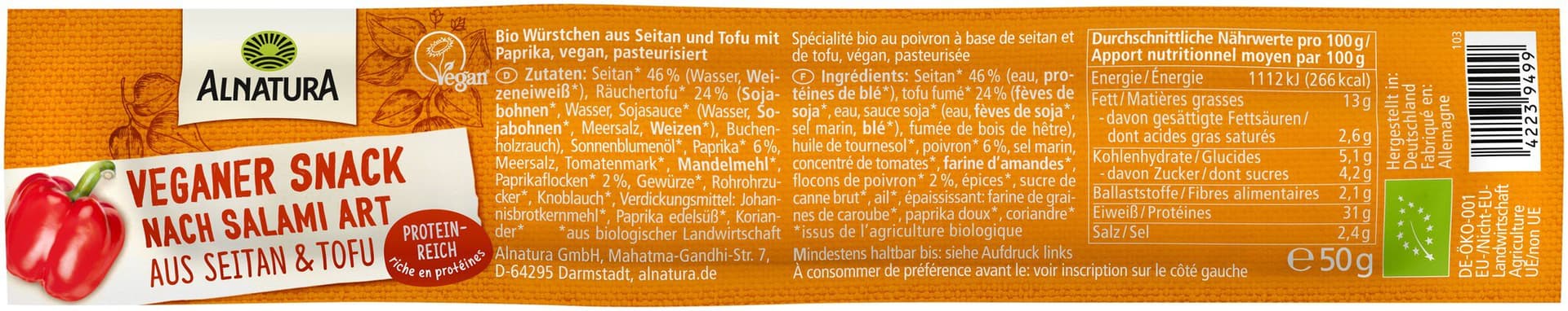 Alnatura Veganer Snack nach Salami-Art (ungekühlt)