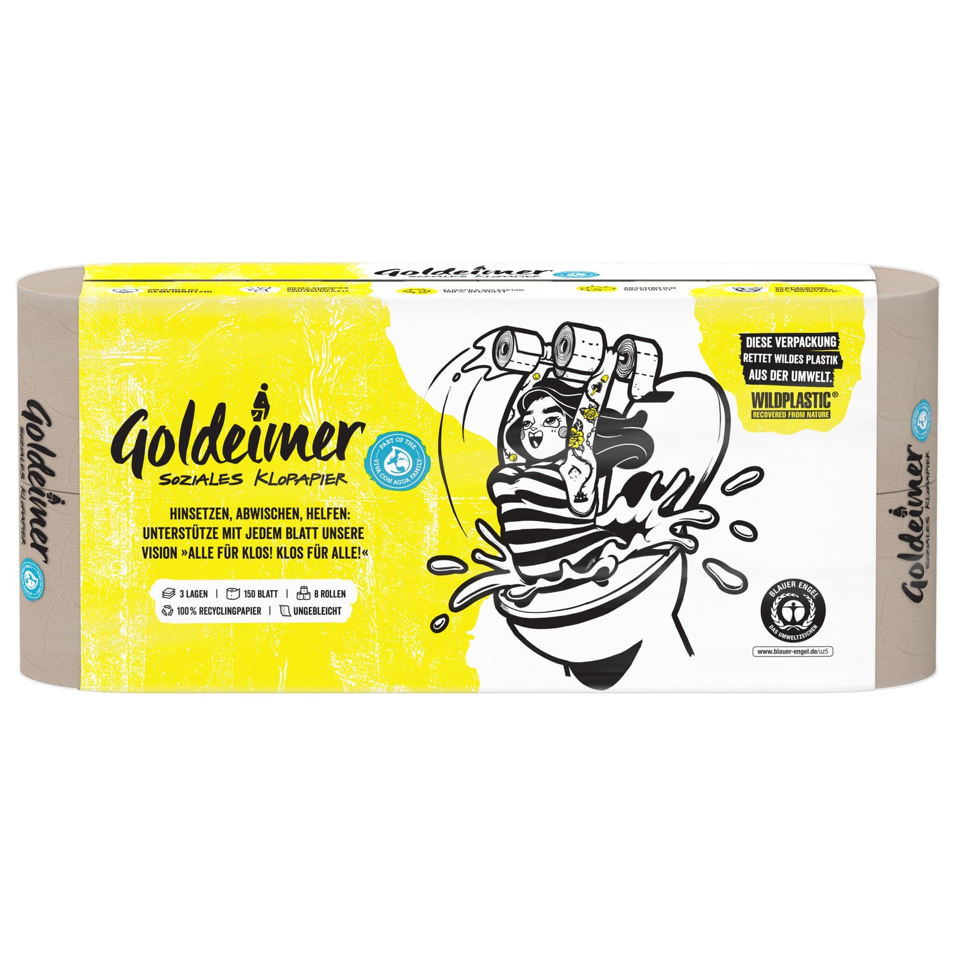 Goldeimer Toilettenpapier (8x150Blatt), 3-lagig