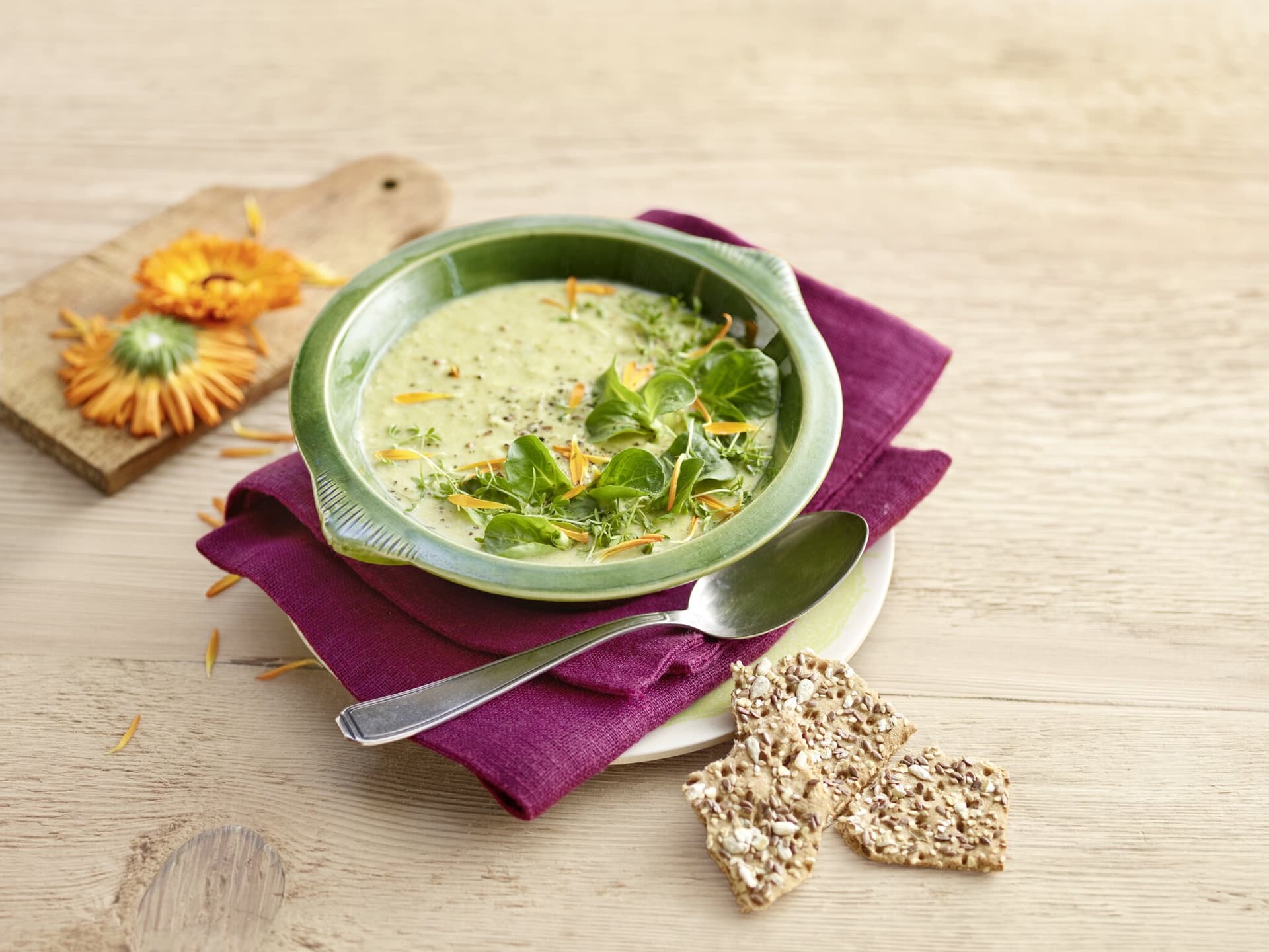 Feldsalat-Kresse-Süppchen