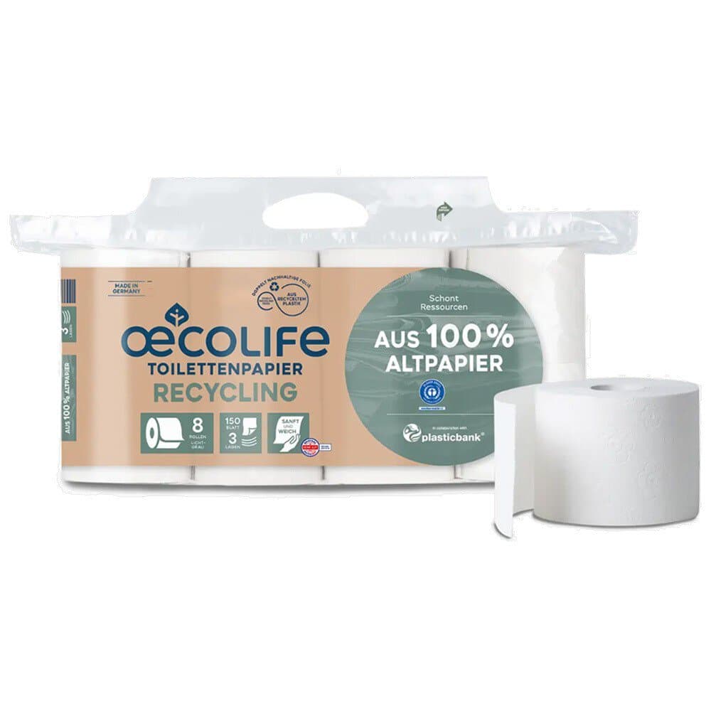 oecolife Toilettenpapier (8x150 Blatt), 3-lagig