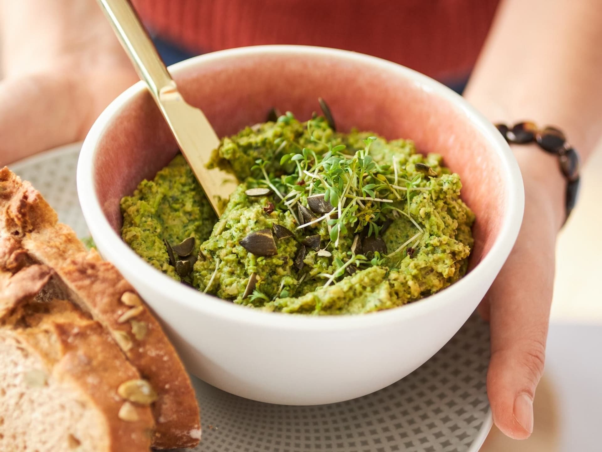 Grüner Kürbiskern-Kresse-Aufstrich