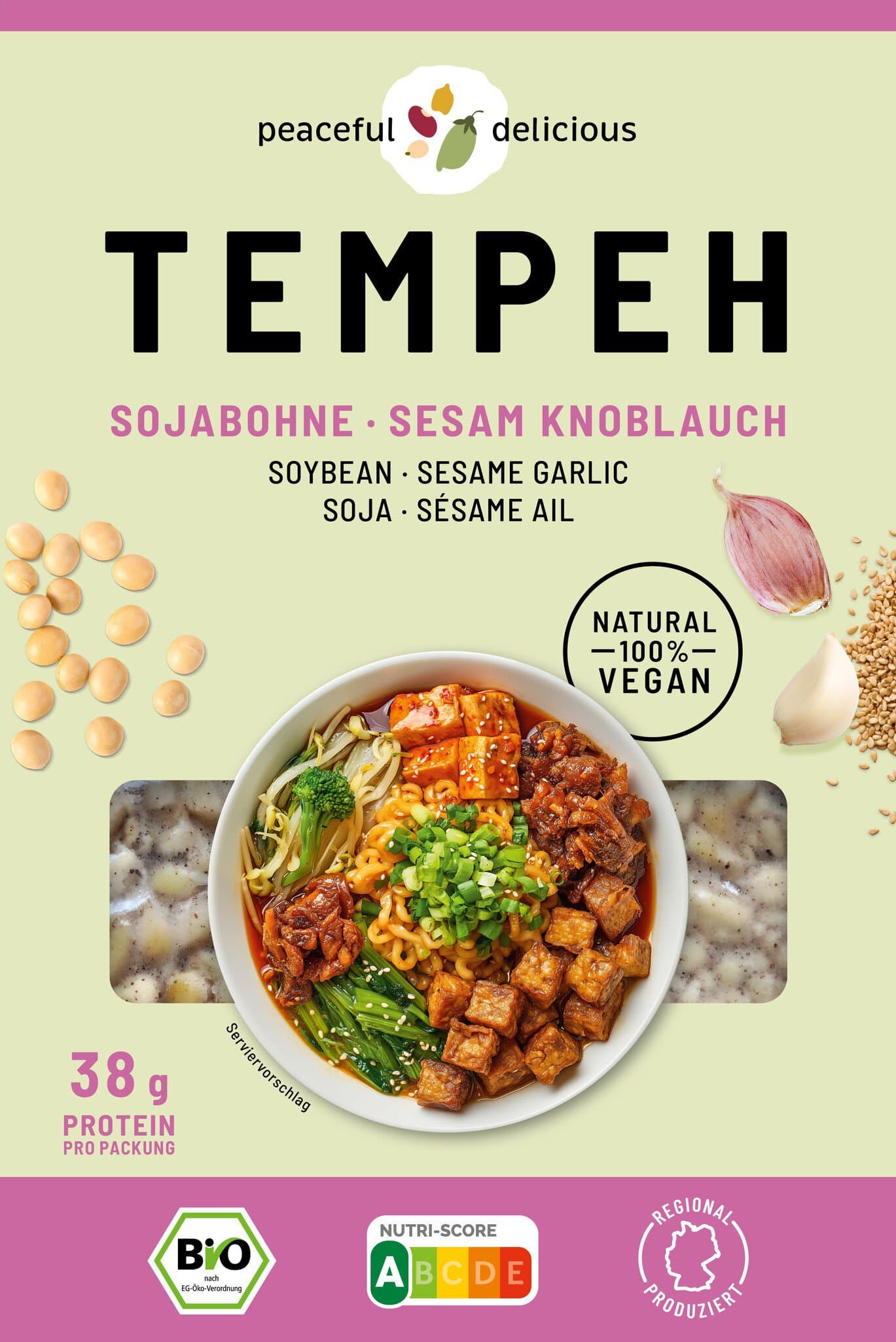 peaceful delicious Tempeh Sesam-Knoblauch
