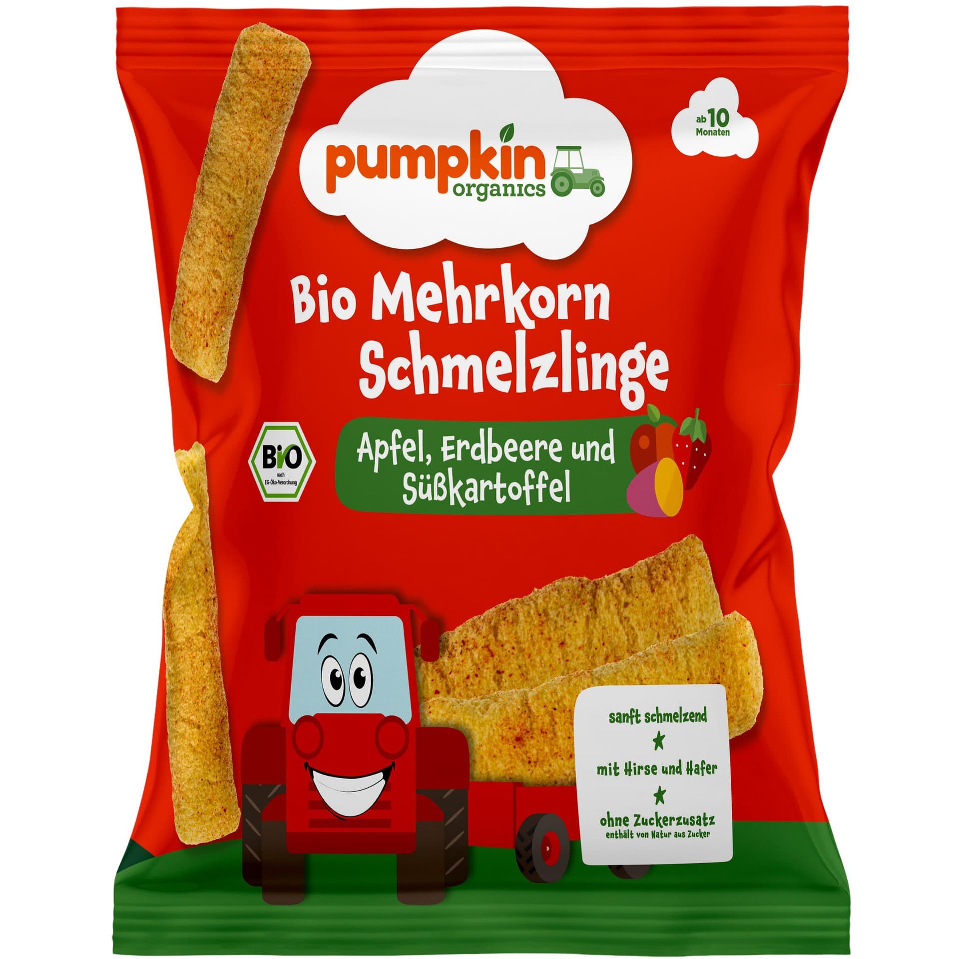 Pumpkin organics Hafer-Hirse Stangen Apfel Erdbeere Süßkartoffel