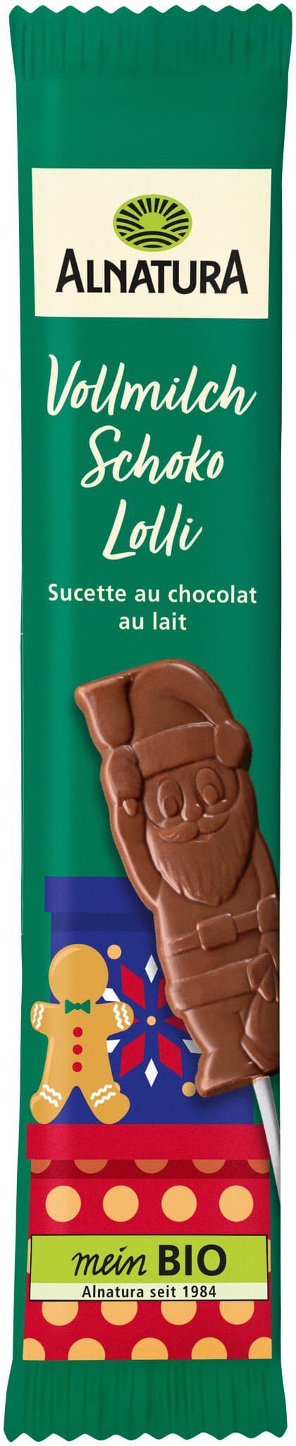 Alnatura Weihnachtsmann-Vollmilch-Schoko-Lolli