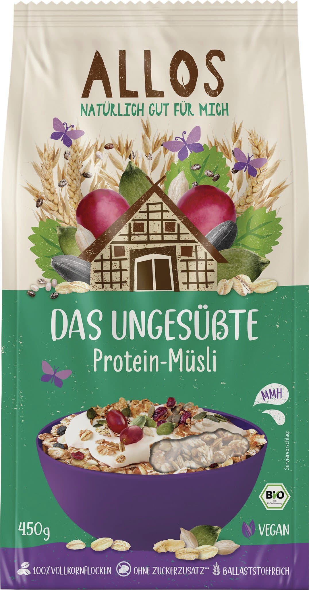 Allos Das ungesüßte Protein-Müsli