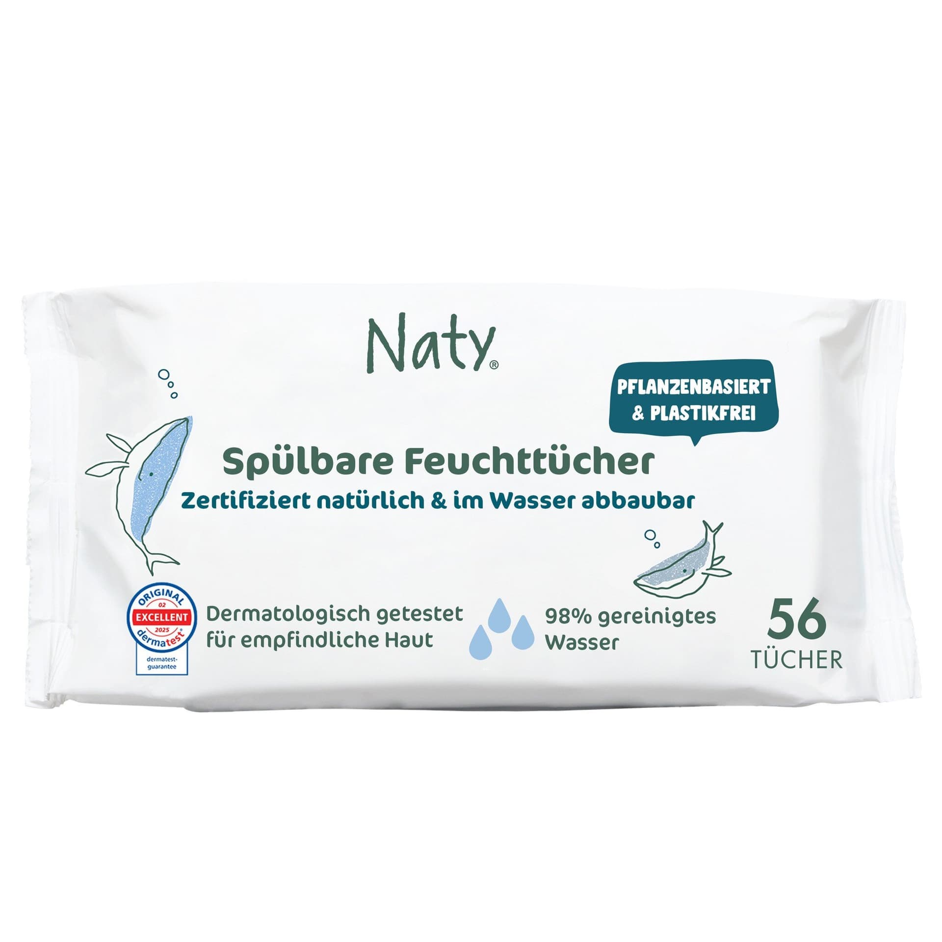 Naty Feuchte Toilettentücher, 56 Stück, parfümfrei