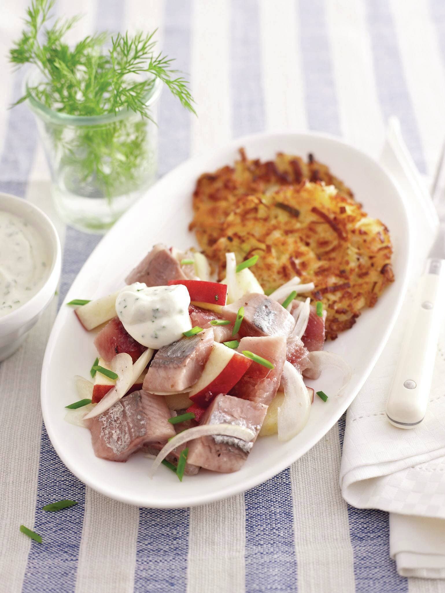 Kartoffelpuffer mit Matjessalat