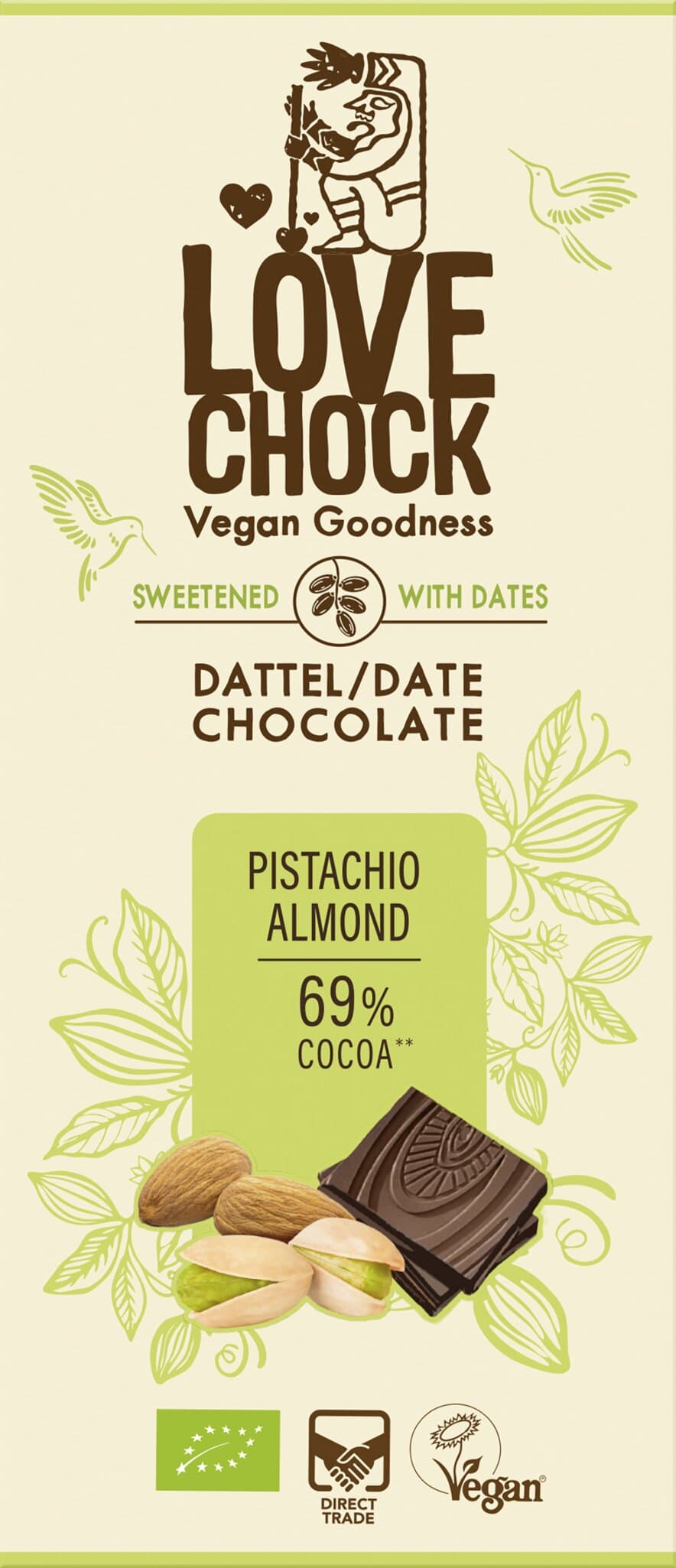 Lovechock Dattelschokolade Pistachio 69%