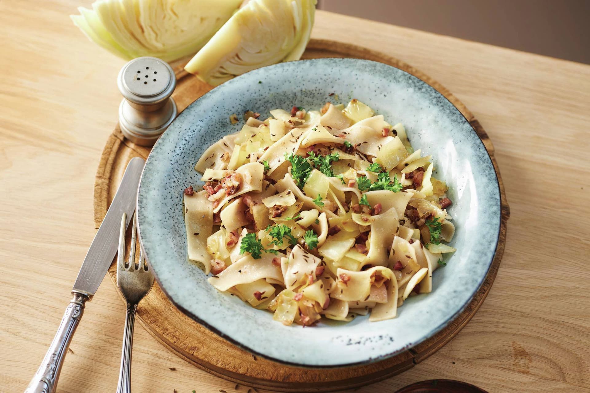 Krautfleckerl mit Speck