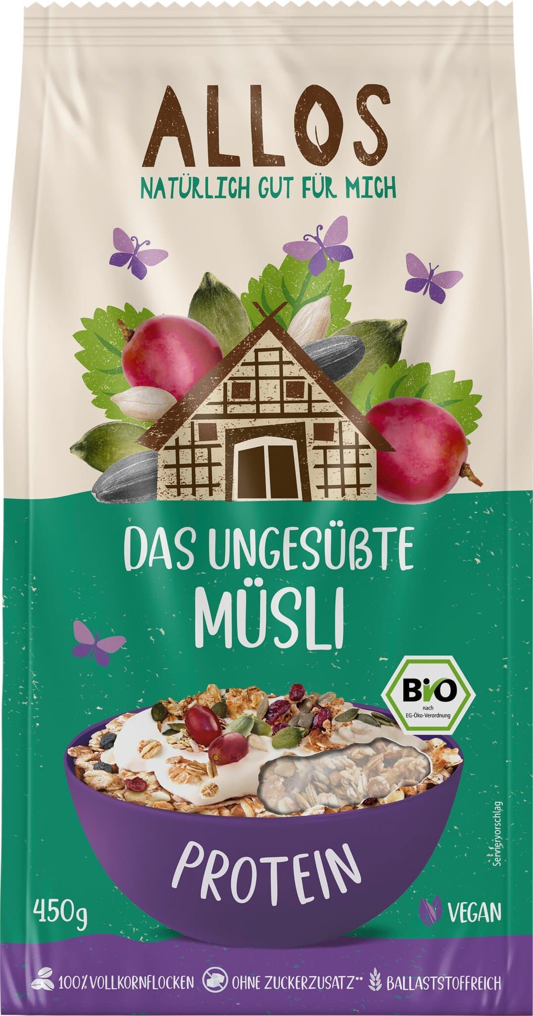 Allos Das ungesüßte Protein-Müsli