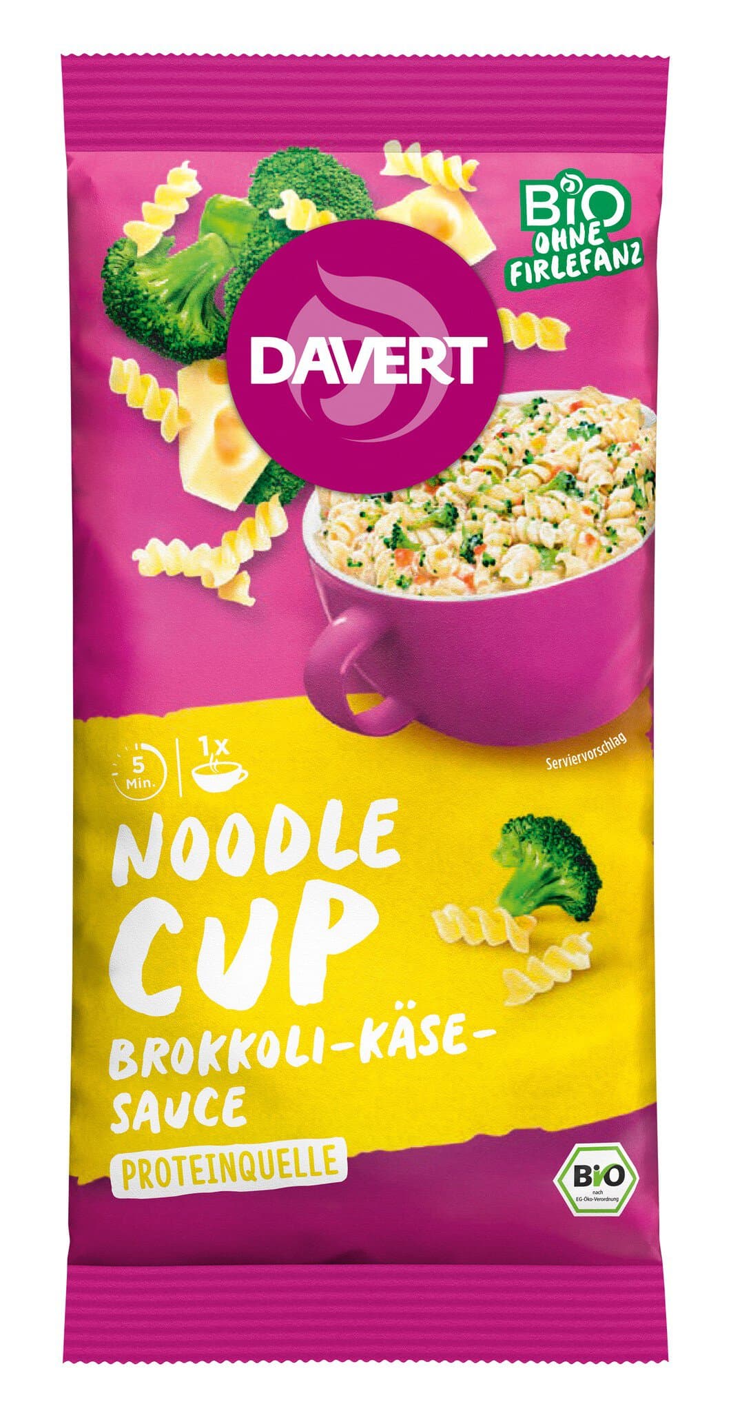 Davert Noodle-Cup Brokkoli-Käse-Sauce