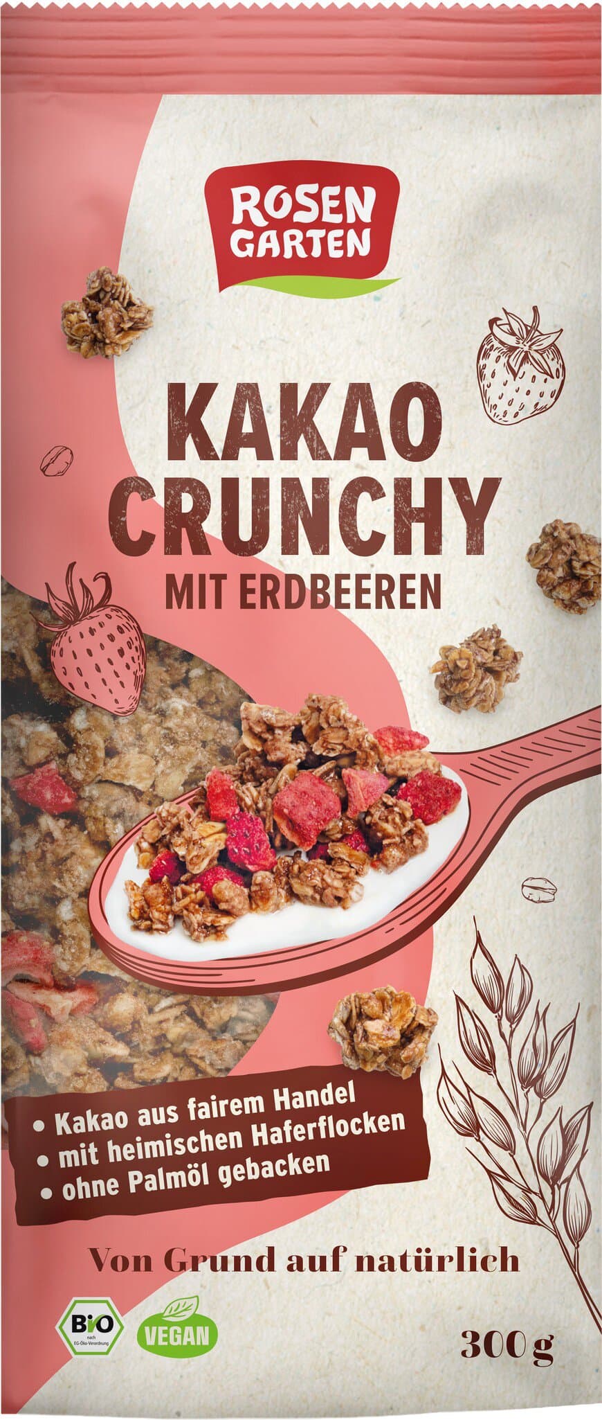 Rosengarten Kakao Crunchy Erdbeere