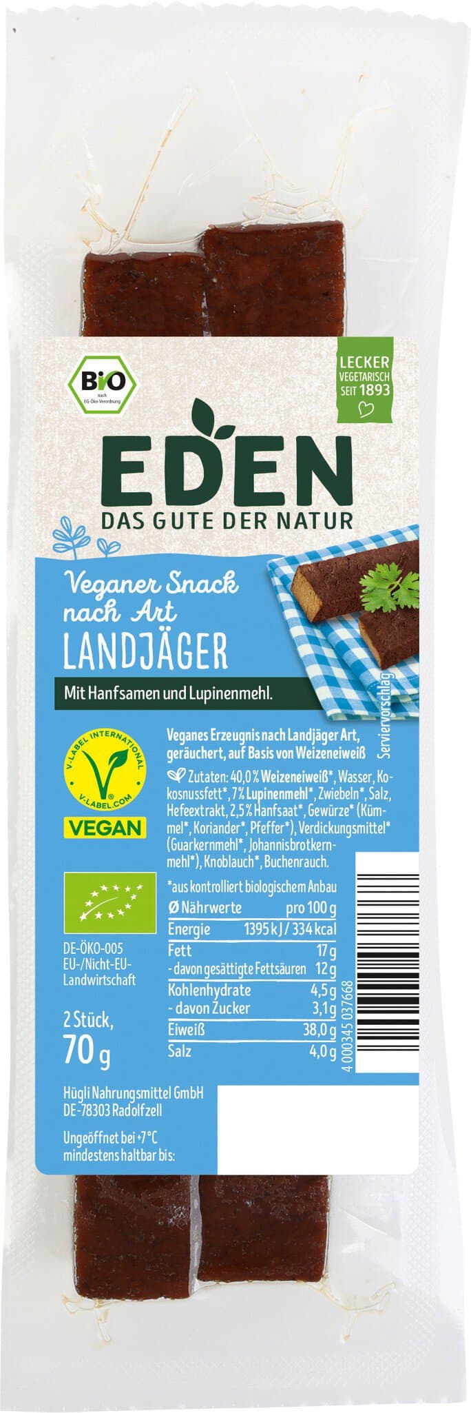 Eden Vegane Brotzeit Landjäger Art