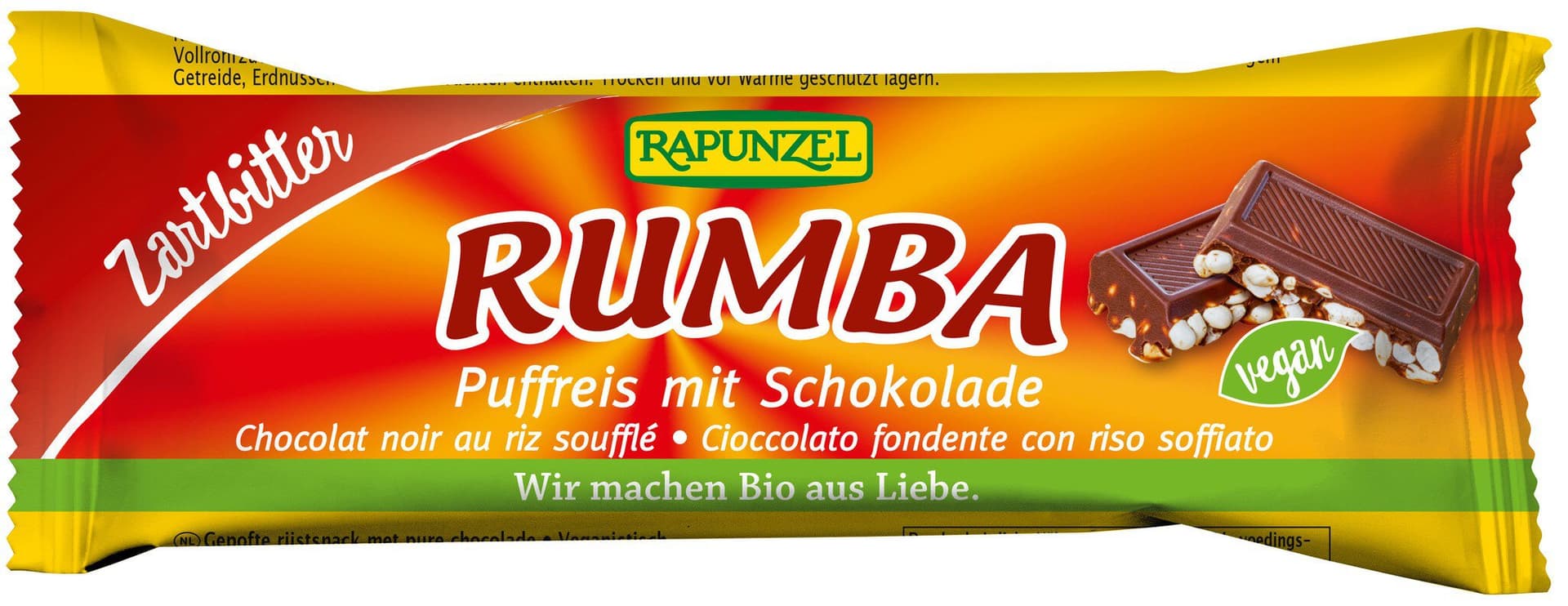 Rapunzel Rumba Puffreisriegel Zartbitterschokolade